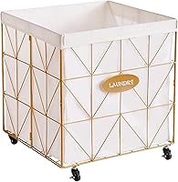 Vista 4 de Mxfurhawa Cesta plegable para la ropa sucia con ruedas, capacidad y forro extraíble, marco de metal resistente para almacenamiento y transporte