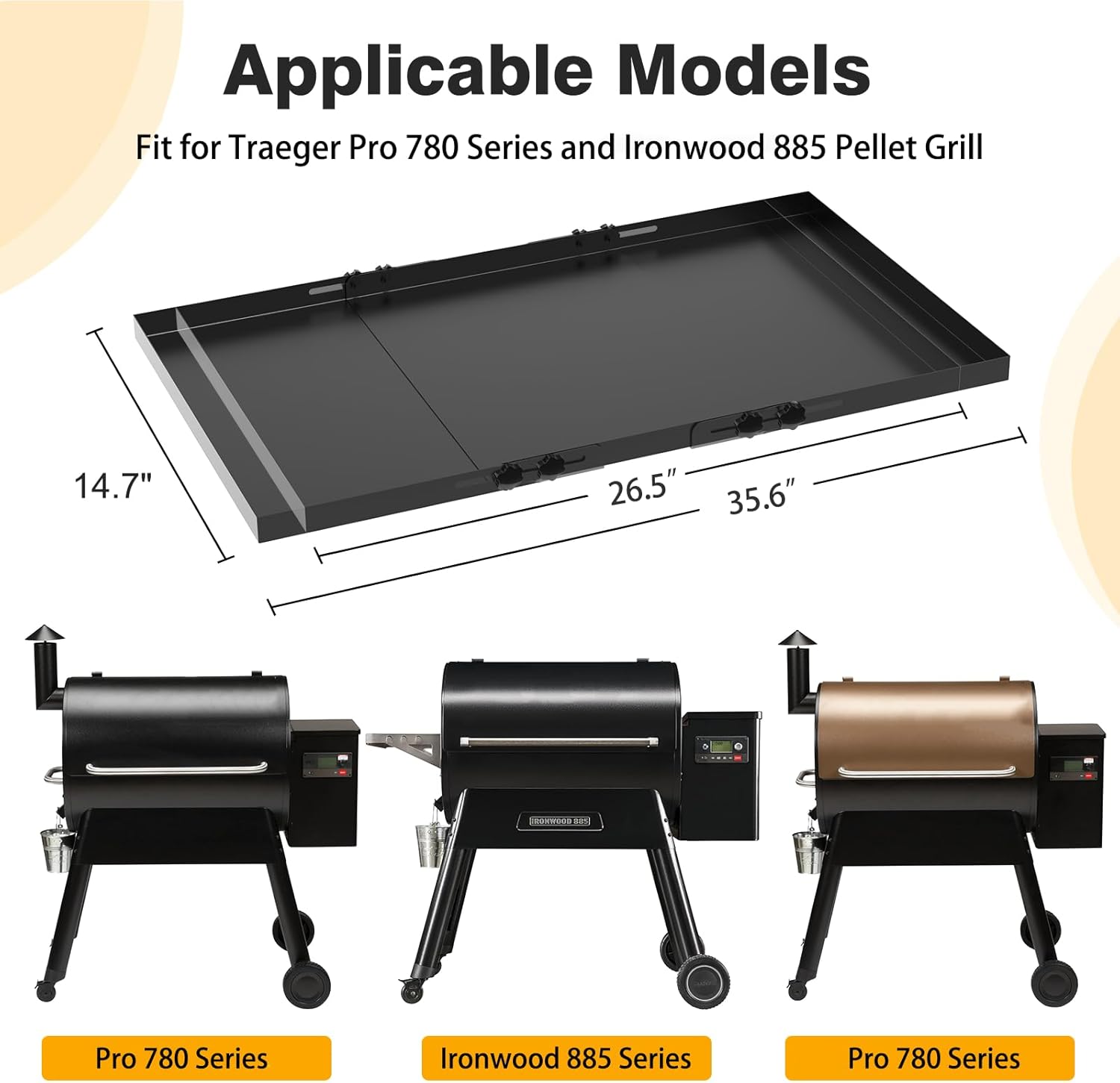 Universal Pellet Grill Storage Shelf & Storage Bin with 4 Hooks and Paper Towel Holder for Traeger Pro Series 780 and Ironwood 885 Pellet Grill
