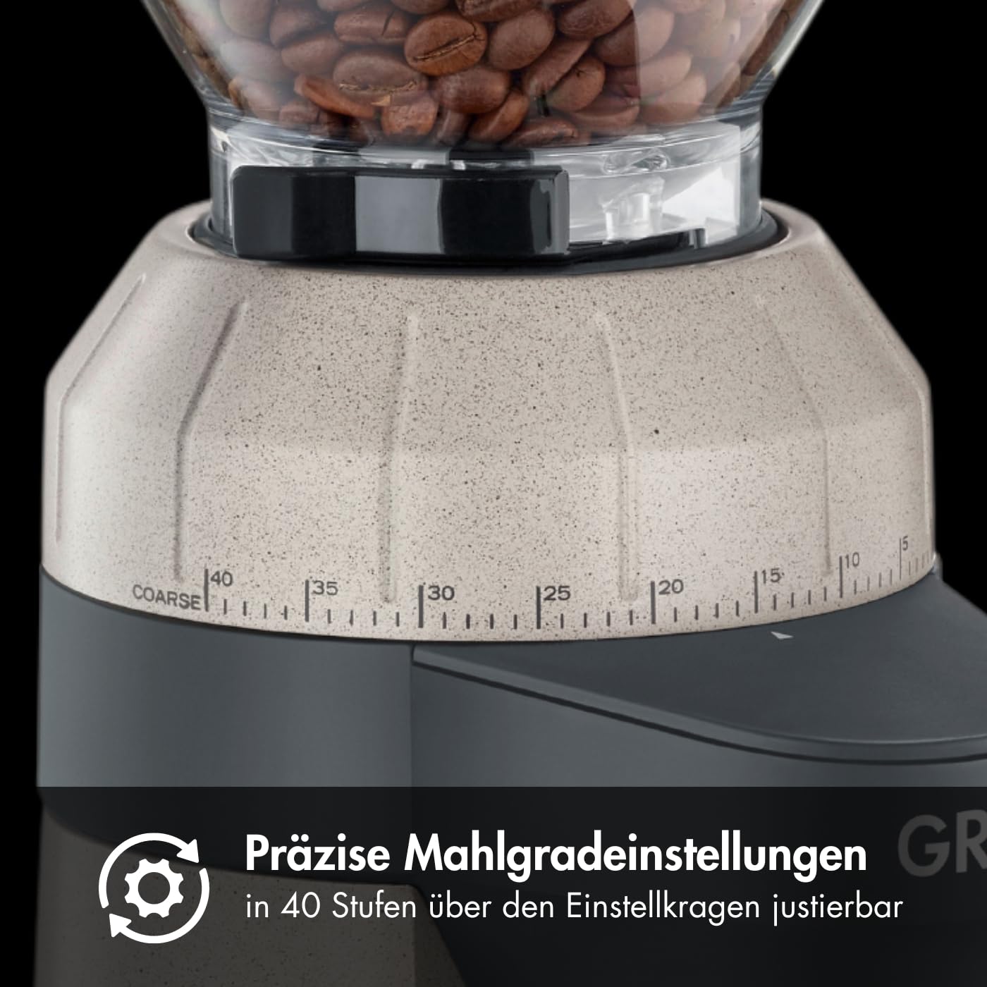 GRAEF Macinacaffè elettrico EliteGrindX CM8011, macinacaffè a cono in acciaio inox, macinacaffè portafiltro, illuminazione a LED, macinatura pulita, 128 watt