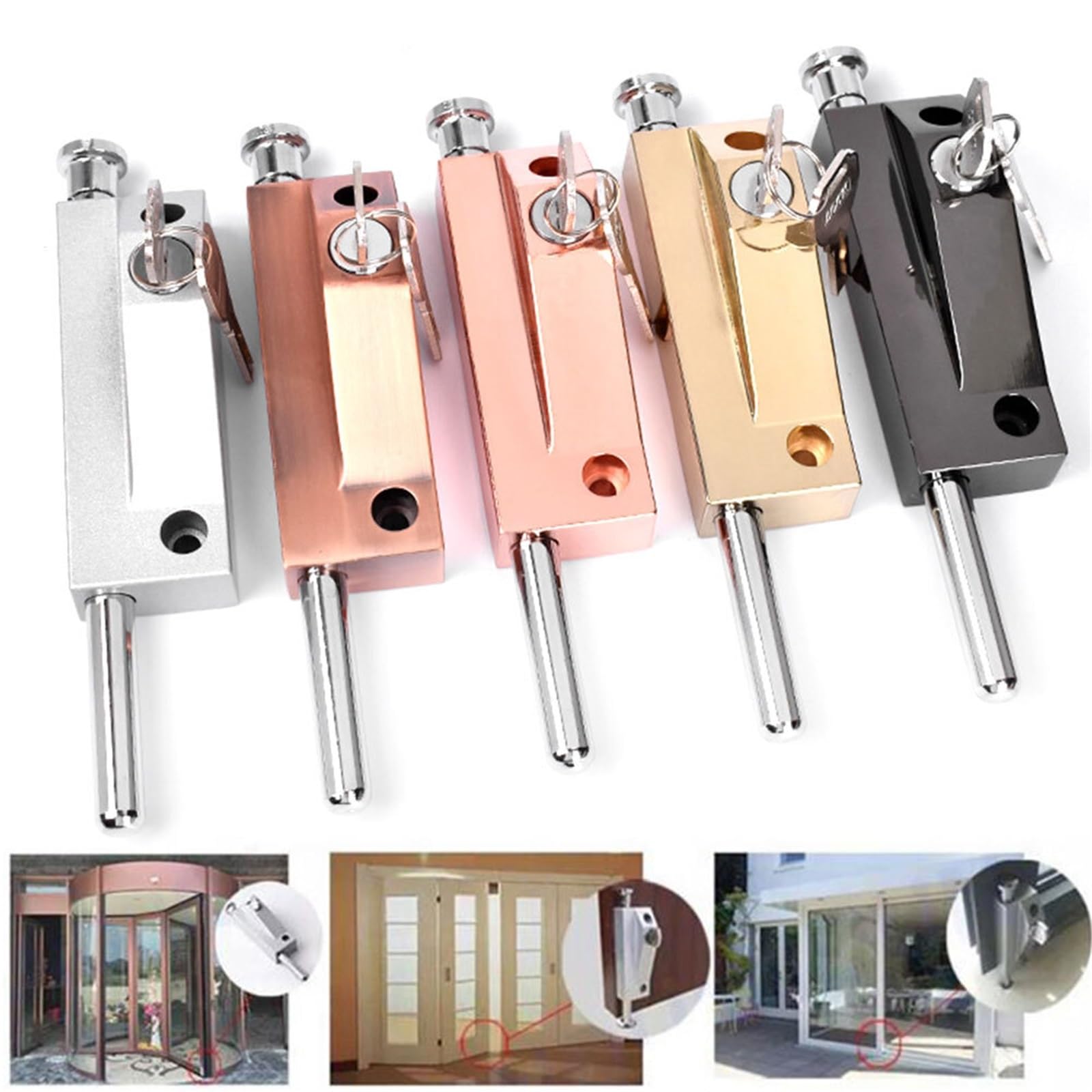 Cerradura de pestillo puerta aleación aluminio, perno seguridad con tornillos y 2 llaves, herrajes multiusos for el hogar Para Puertas(Rose gold)