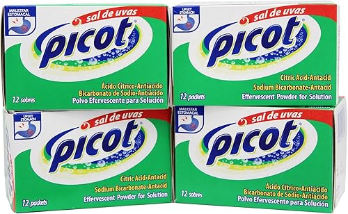 Sal de Uvas Picot, Effervescent Powder Solution, Antacid, 4-Pack of 12 Antacid Packets, 4 Boxes
