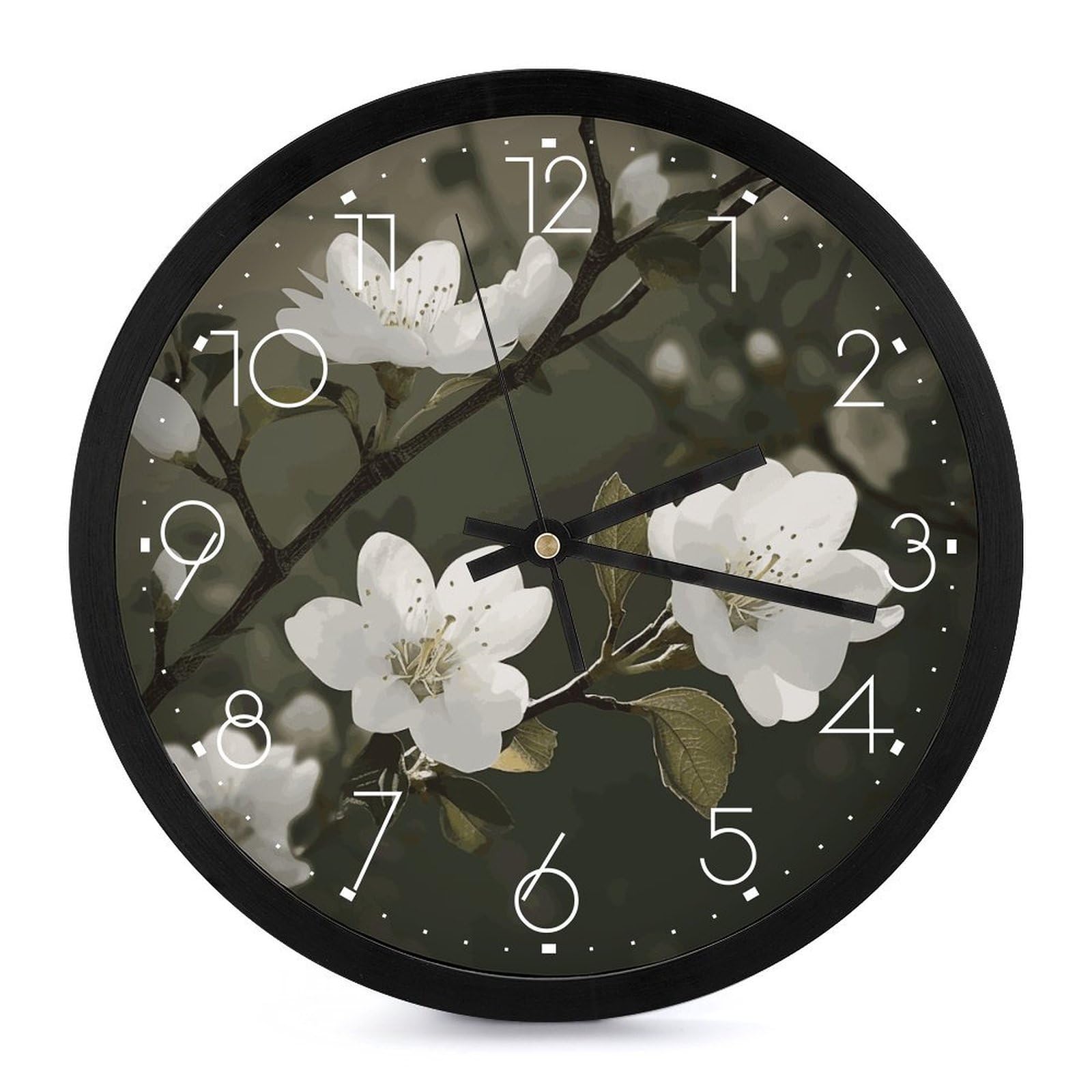 Horloge murale moderne fleur blanche silencieuse salon cuisine chambre 25cm