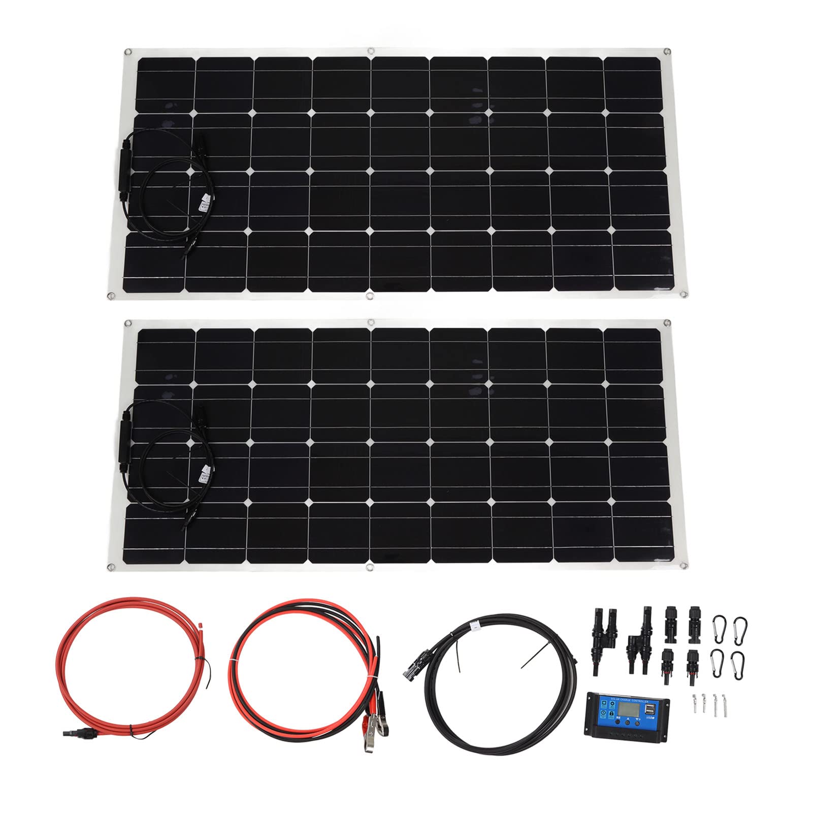 Changor Set di Pannelli Solari Monocristallini da 120 W Regolatore di Carica Solare Durevole e Resistente Agli Agenti Atmosferici per Cabine di e Applicazioni Off-grid