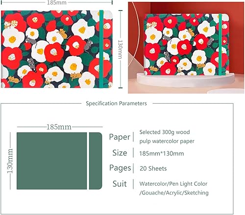 Miniatura 2 de Diario de acuarela hecho a mano, 7.6 x 5.3 pulgadas, 140 libras10.58 ozm, prensa en frío, 20 hojas40 páginas, cuaderno de bocetos, cuaderno de