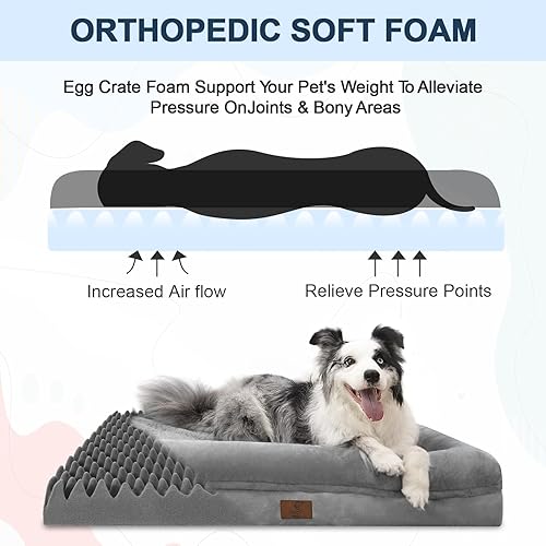 Miniatura 2 de Cama ortopédica jumbo para perros, cama lavable para perros con cojín extraíble de 4 lados, cama impermeable para mascotas, espuma con parte