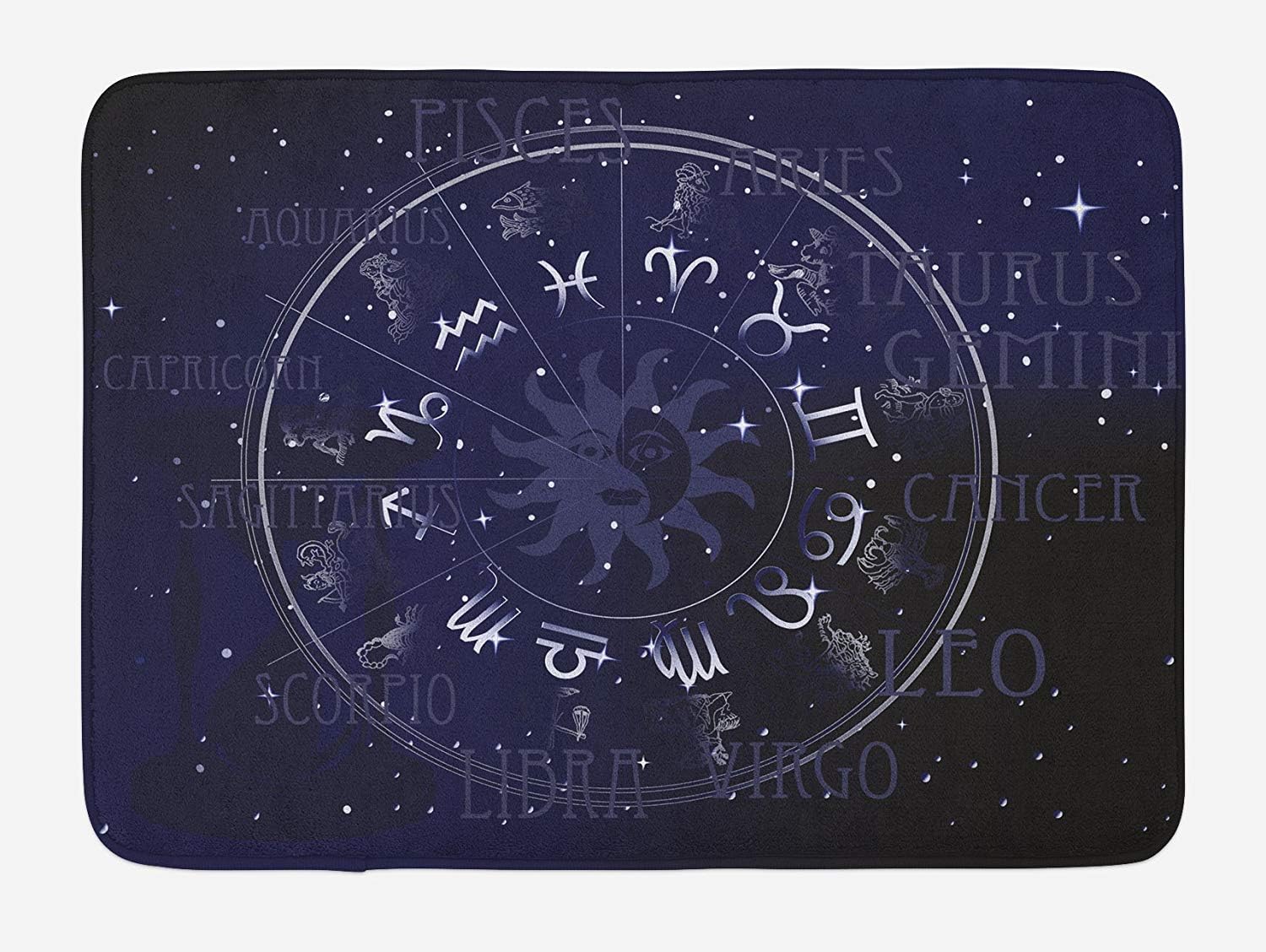 NasNew Doormats Astrology Bath Mat, Horoscope Zodiac Sign in Circle