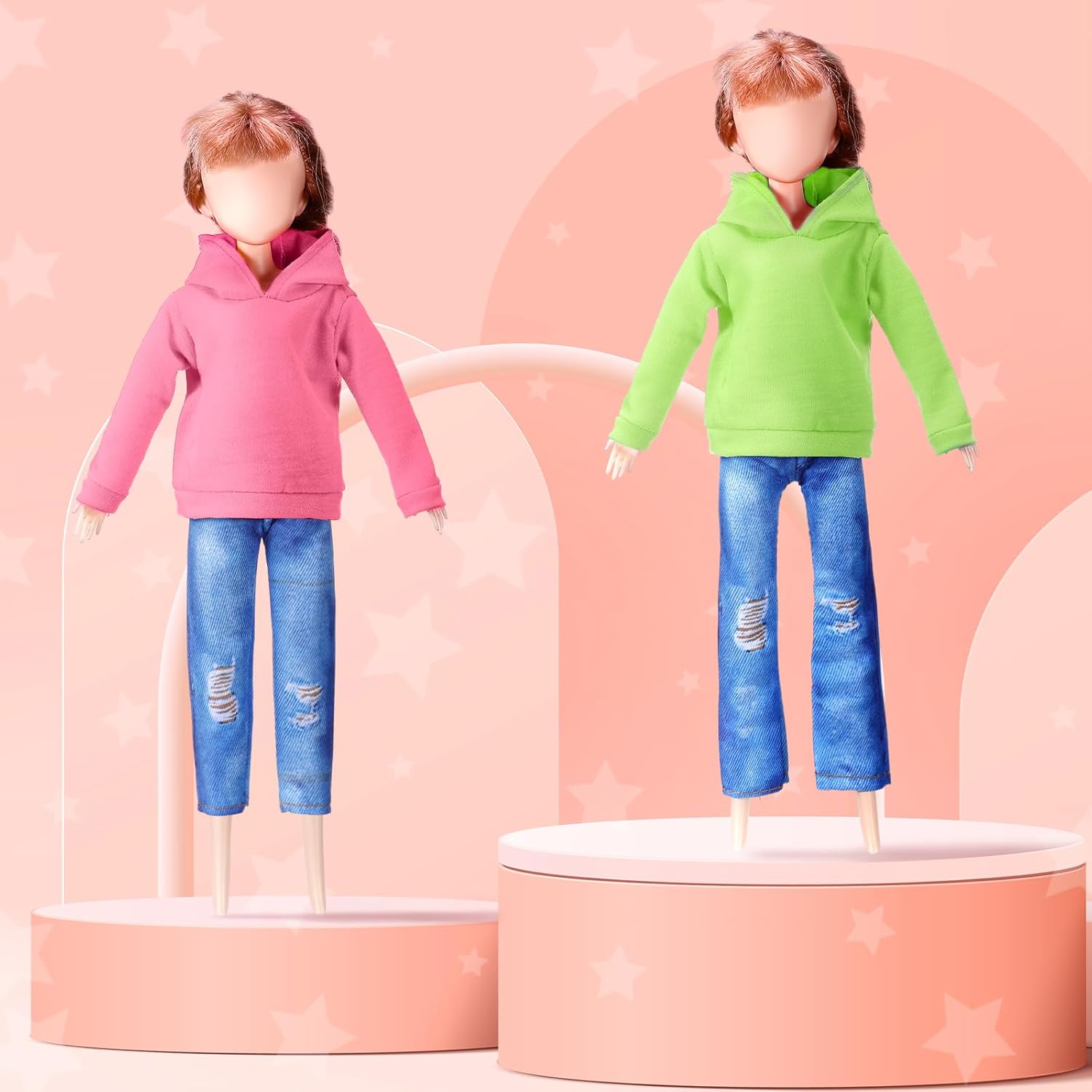 Bencailor 8 Pieces Doll Clothes Girl Accessories Cotton Sweaters Denim Pants Regular Outfit Clothing(Lemon Green, Blue, Pink, Purple,11.5 Inch Doll)