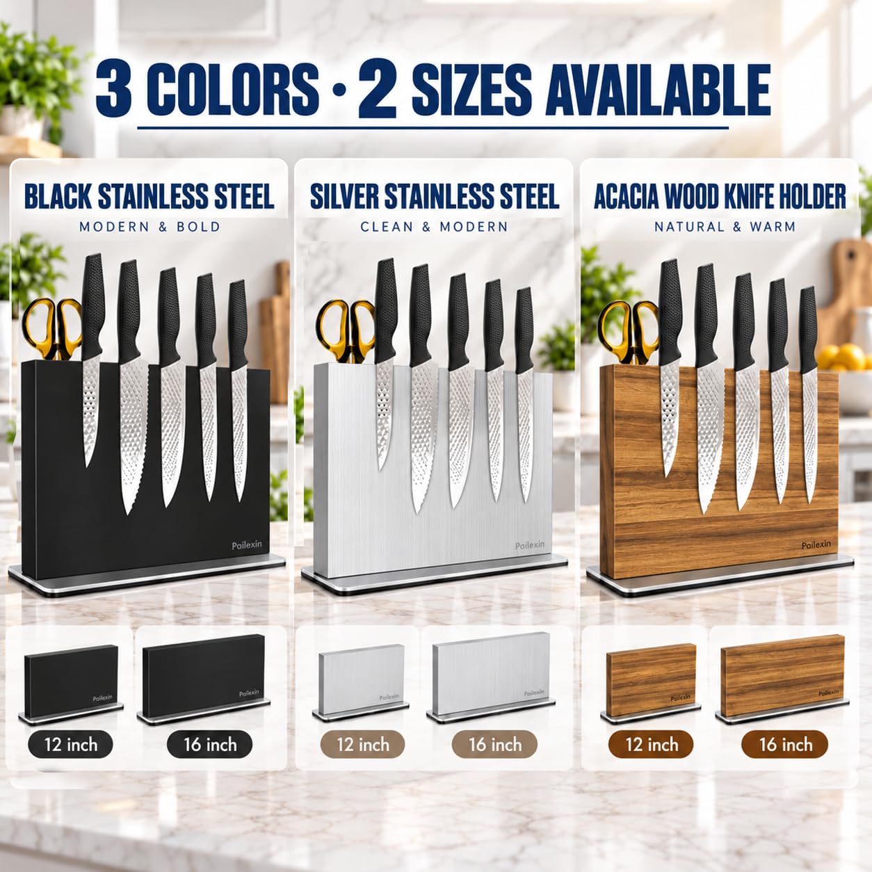 Magnetic Knife Block - Stainless Steel Organizer -8