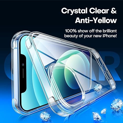 Miniatura 4 de CANSHN - Funda transparente compatible con iPhone 12iPhone 12 Pro Protección contra caídas de grado militar No amarillea, funda protectora a prueba
