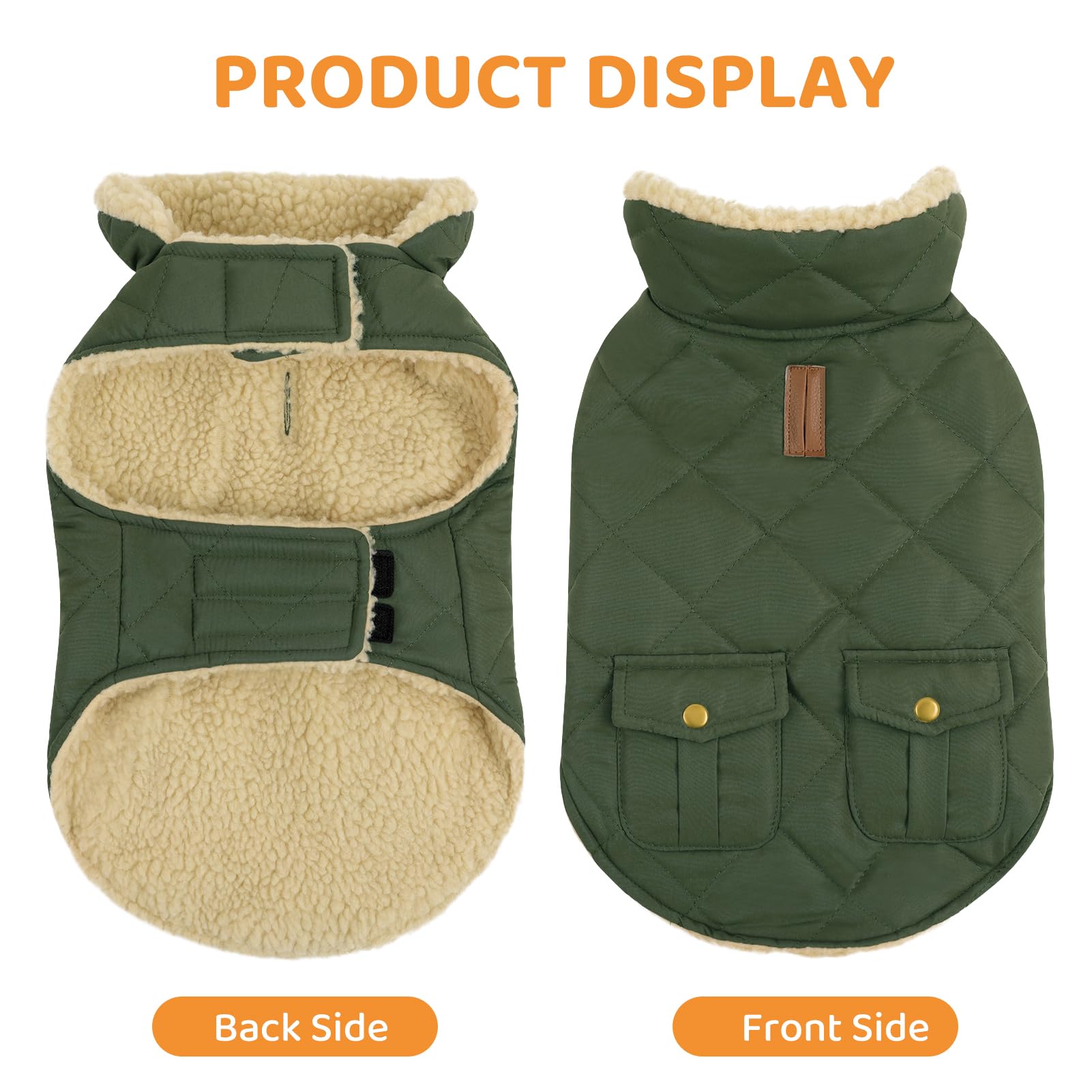 Queenmore Cappotto Cane Grande Caldo Impermeabile Per Bassotto, Bulldog Francese, Greyhound, Border Collie, Labrador, Verde, XL