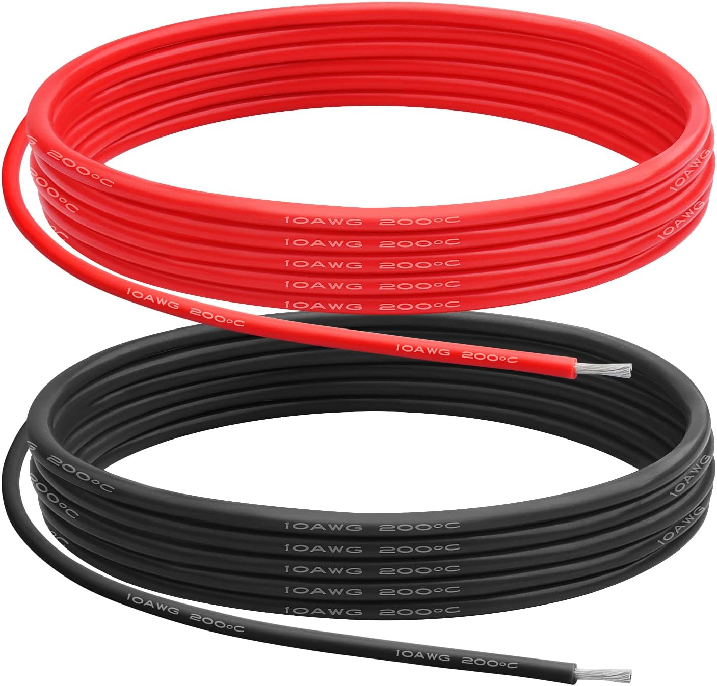 10 AWG Gauge Silicone Wire Electrical Cable（10ft red &10ft Black） Soft & Flexible 0.08 mm Tinned Copper core High Temperature Resistant Silicone Wire for Arduino Projects, RC Cars, Boat, Drones etc.