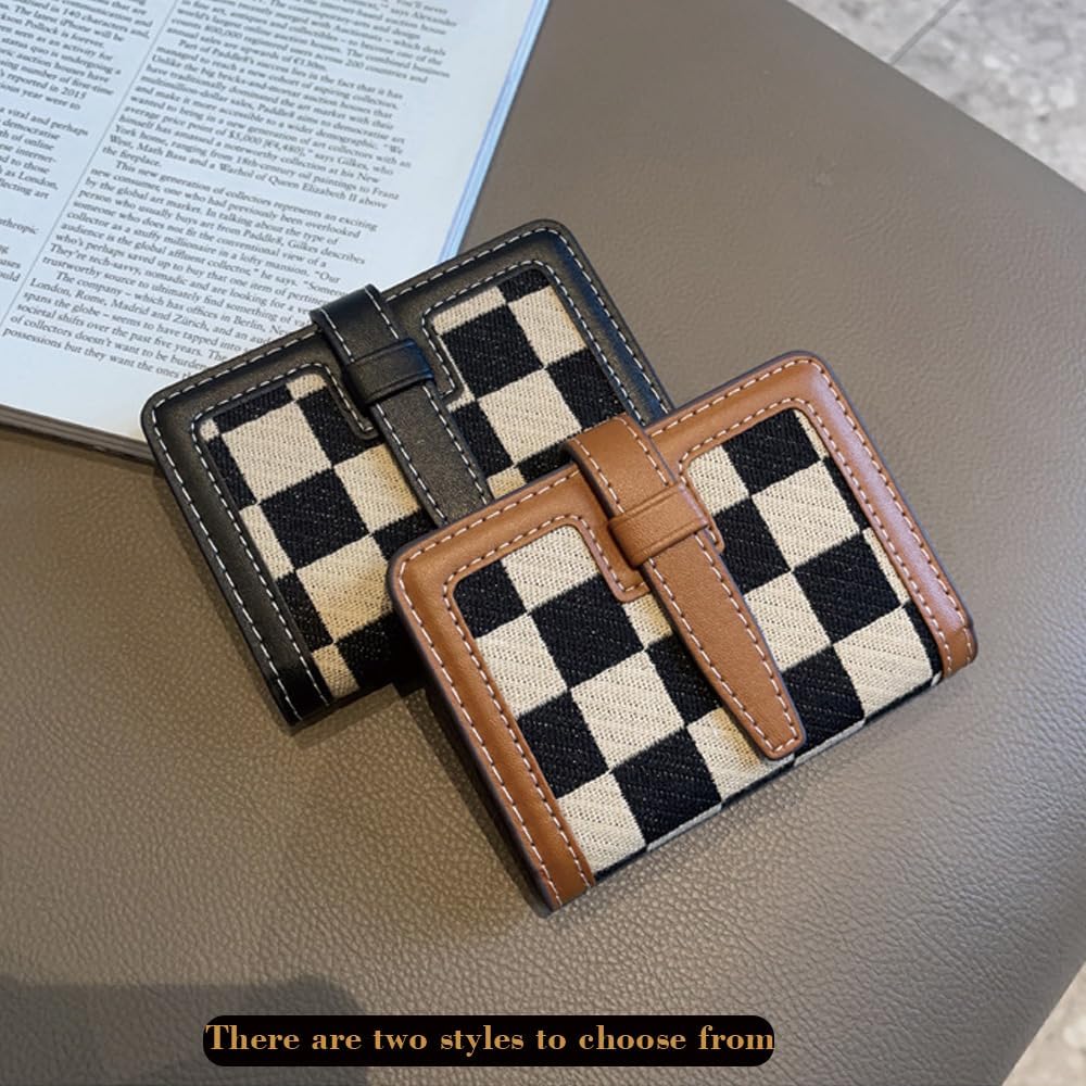 Leheybia Credit Card Holder for Women Plaid Pattern Canvas Checkered Wallet Business Card Holder Minimalist Light Thin Card Storage Case (yellow) - Image 7