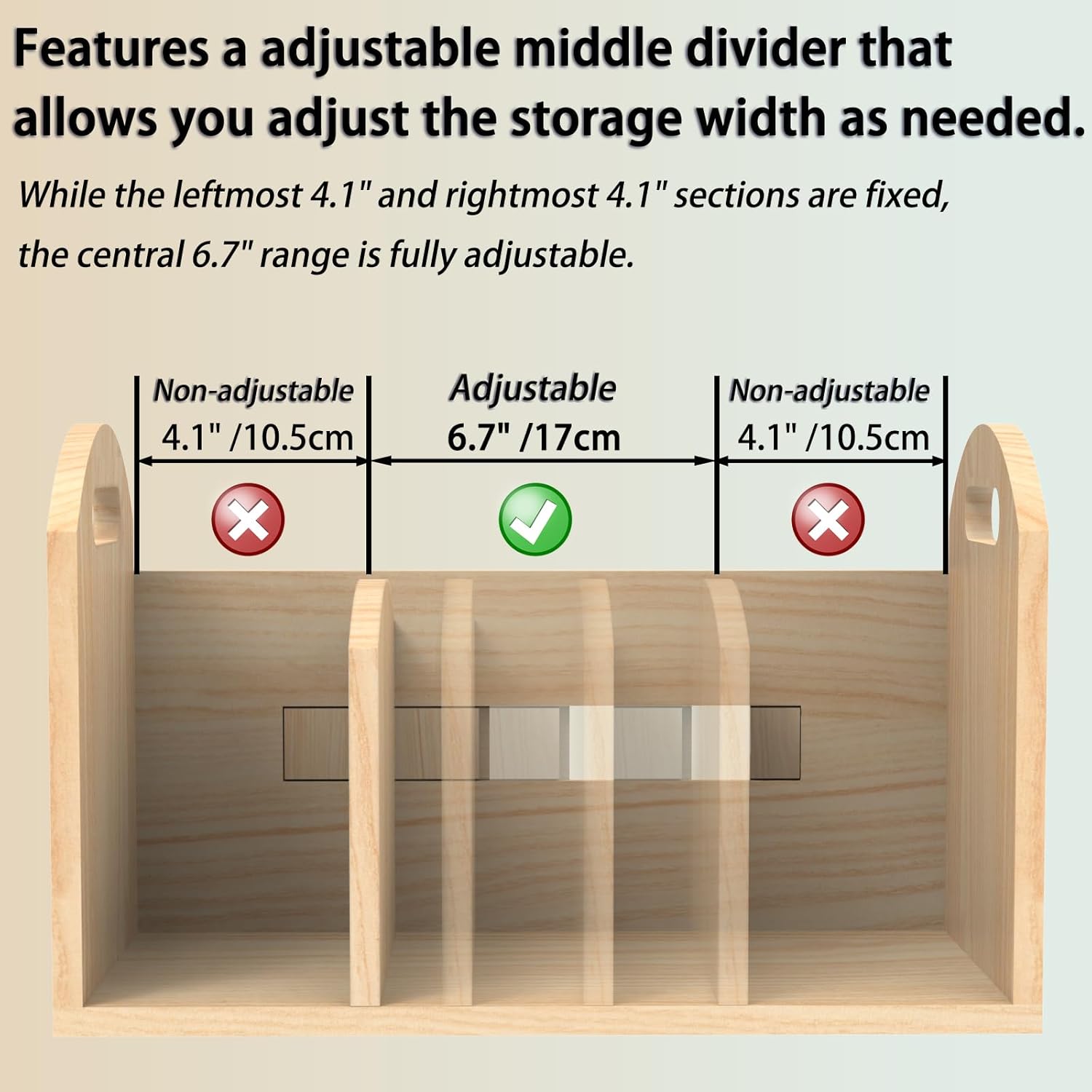 Wood Desktop Bookshelf, Upright Tabletop Book Shelf With Adjustable Divider Secure Books in Place, Desk Shelf for Top of Desk in Living Room, Home, Office, Perfect for Books, Cookbooks, Magazine, File