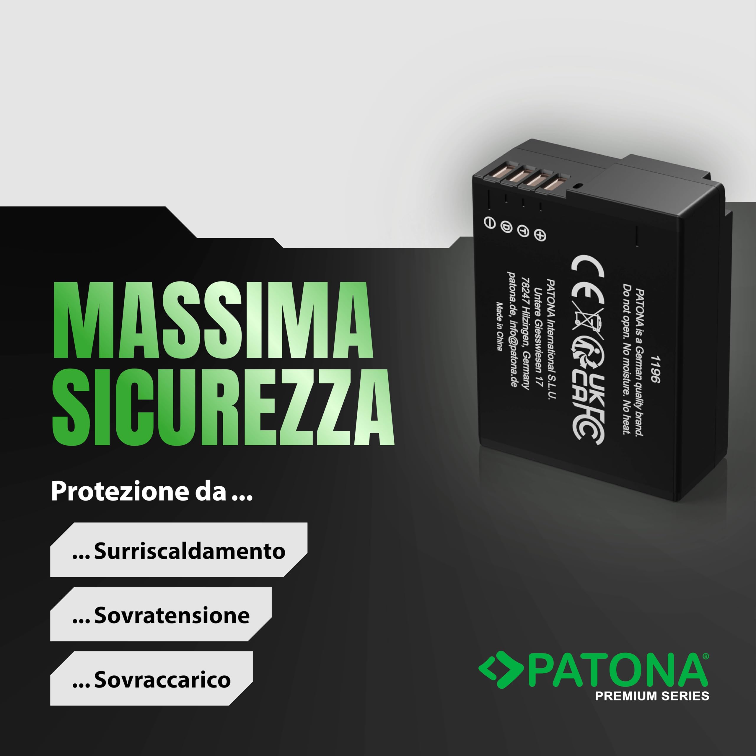 PATONA 2X Premium DMW-BLC12 Batteria 1100mAh – Ricambio per Panasonic DMW-BLC12E – per Lumix FZ200 FZ300 FZ330 FZ1000 FZ2000, G5 G6 G7 G70 G81 G85 G91, GH2, GX8 e Leica CL, Q Typ 116, V-Lux 4 5