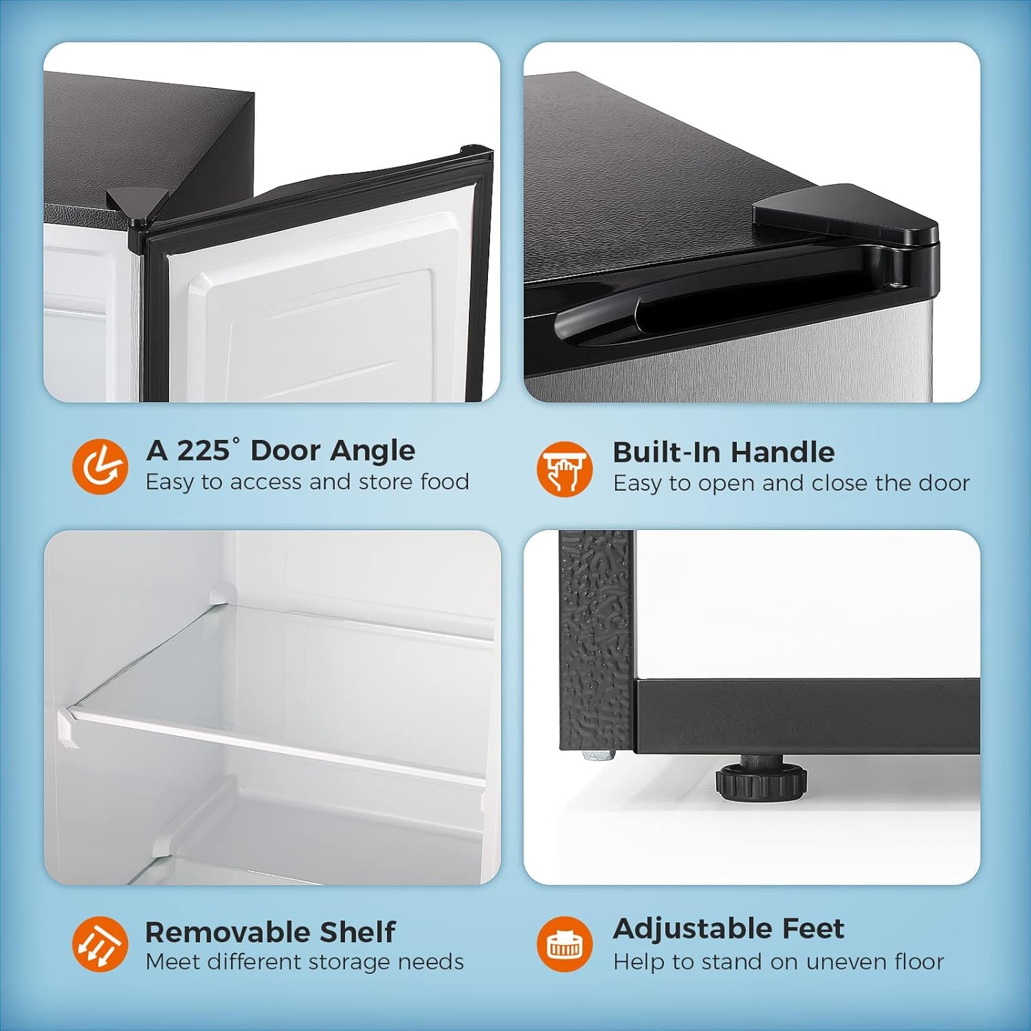 Kismile Upright Freezer,3.0 Cu.Ft Mini Freezer With Reversible Single Door,Removable Shelves,Small Freezer With Adjustable Thermostat For Home/Dorms/Apartment/Office (Black) on Fridge.com - View 5