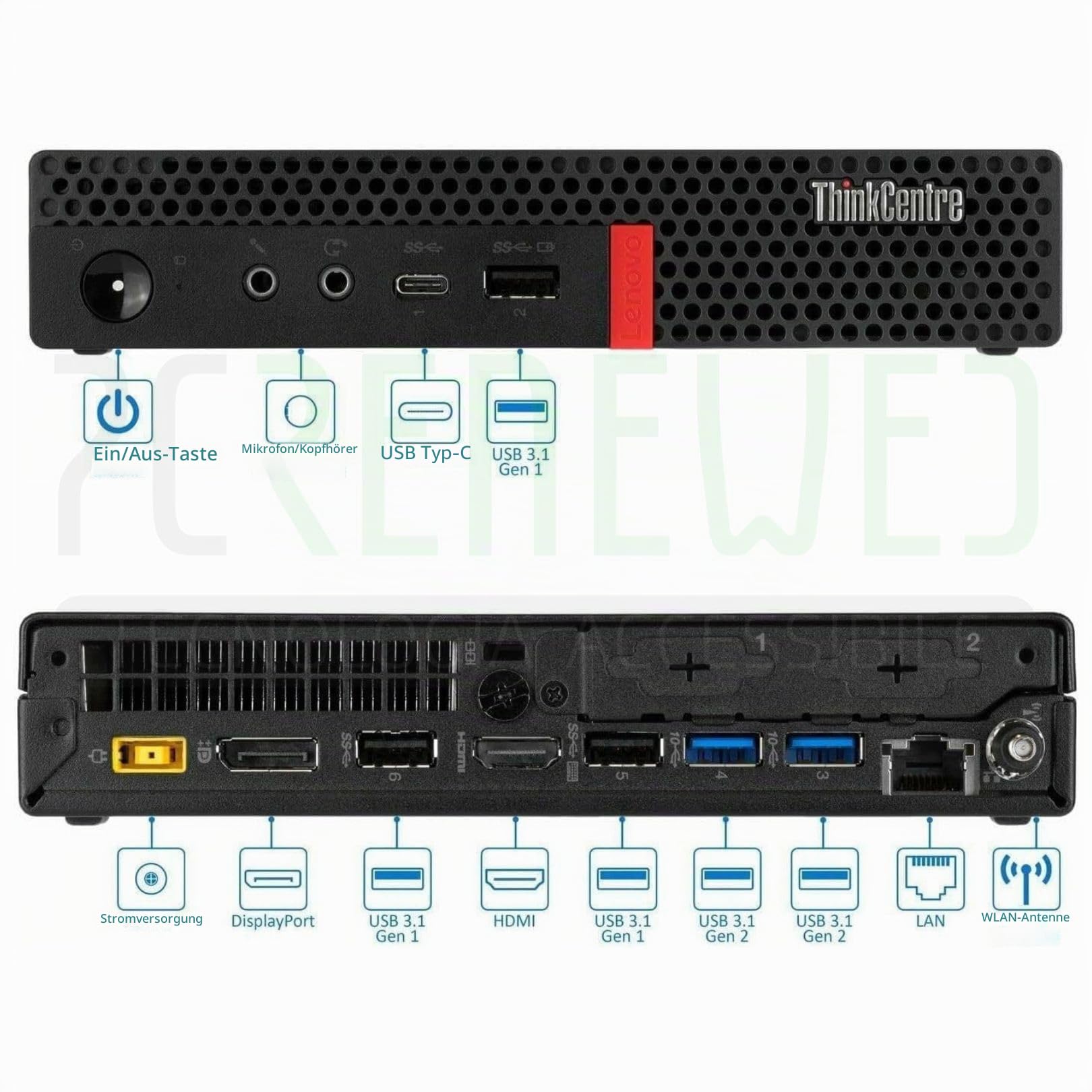 Lenovo ThinkCentre Tiny Desktop-PC komplett | Mini-Computer | Core i5, 16 GB RAM, 512 GB SSD | WiFi, Bluetooth, Windows 11 Pro | Office 2021 (Generalüberholt) (PC + 24 + Tasten)