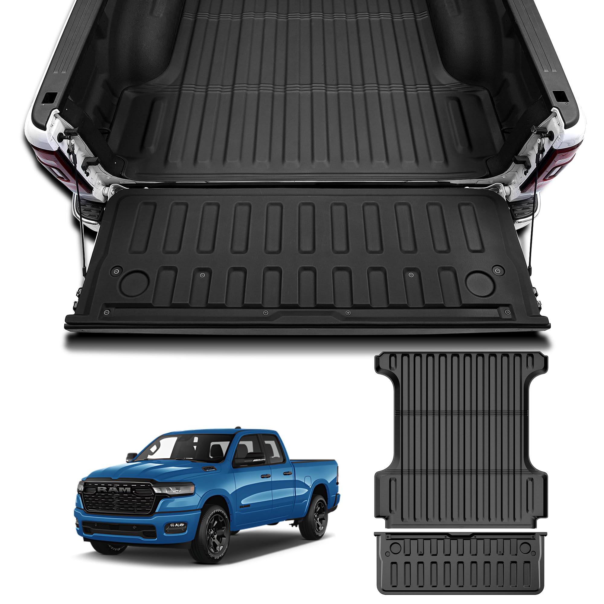 5.7FT Truck Bed Mat &amp; Tailgate Liner for Ram 1500/1500 RHO 2027 2026-2019