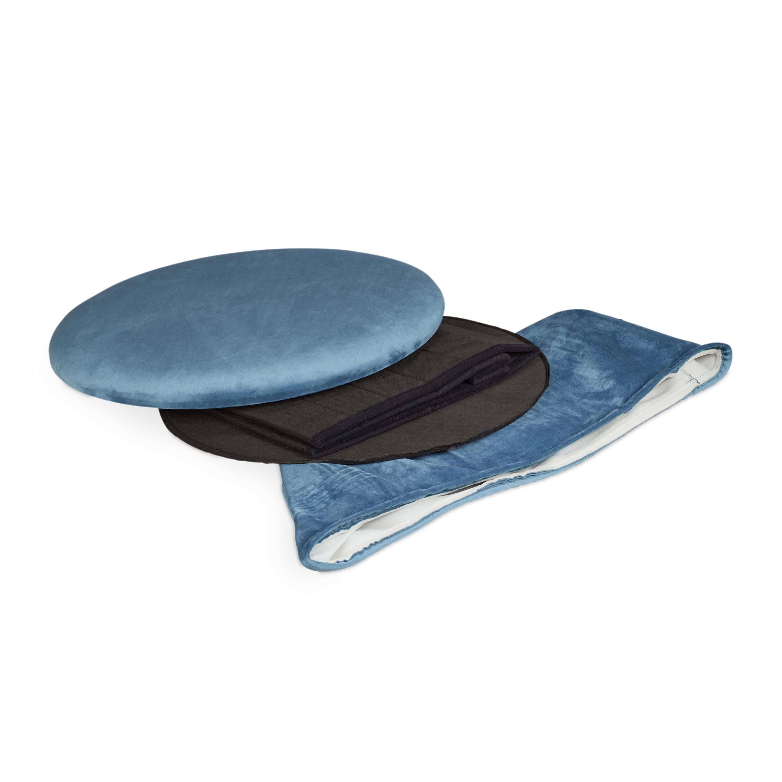 Relaxdays Taburete Plegable de Terciopelo, Banqueta Tapizada, Puff con Almacenaje, Reposapiés, 31 x 57 cm, Azul Petróleo
