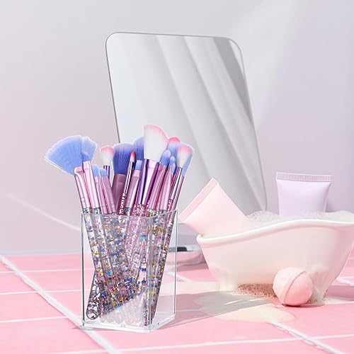 Miniatura 5 de Paquete de 10 soportes de acrílico transparente para bolígrafos, soporte para brochas de maquillaje, organizador de lápices de escritorio,