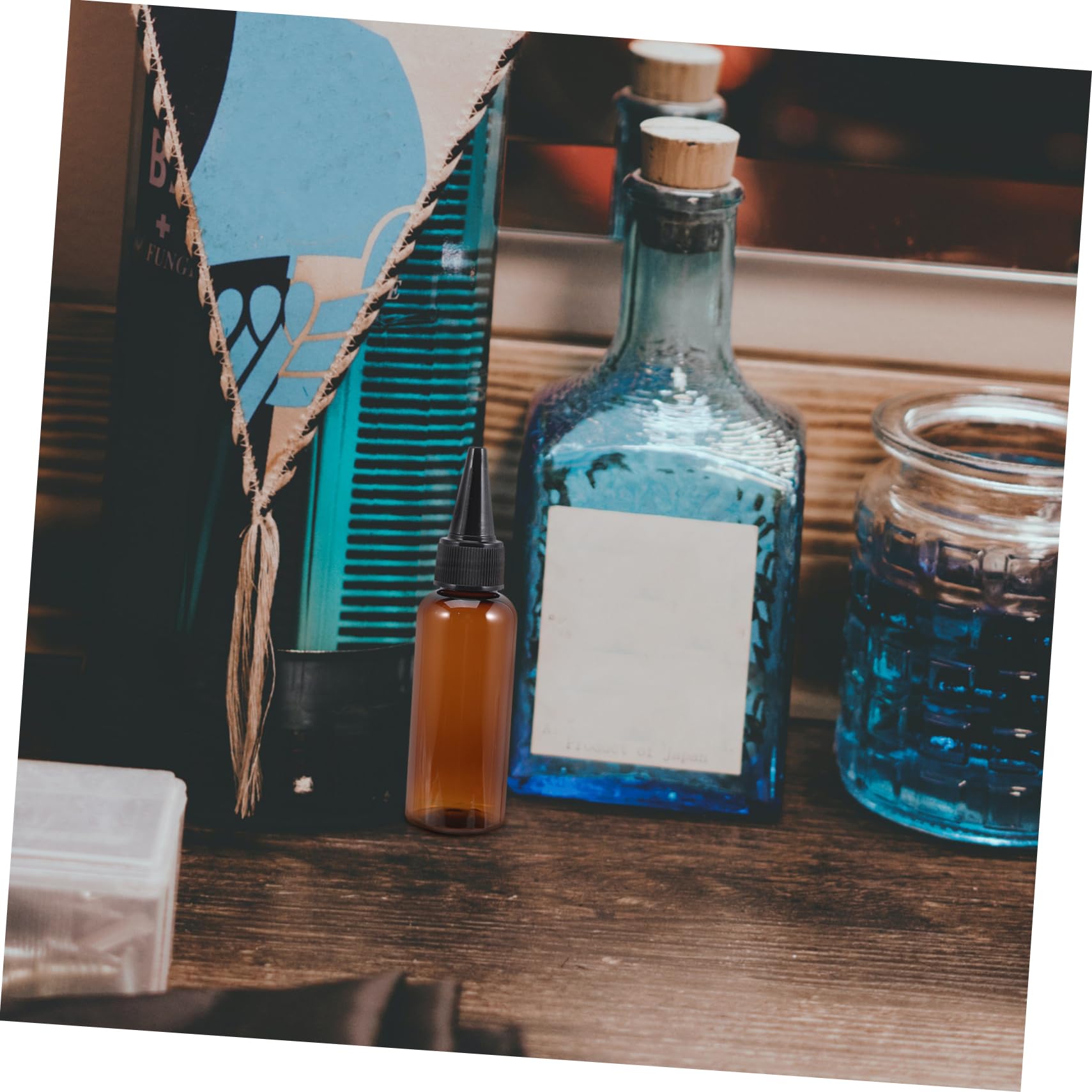 POPETPOP 10 Botellas Aplicadoras para Cabello Marrón de Plástico Recargables de 50ml Tapa, Fáciles de Usar para Teñido y Aplicación de Aceite en Pintura Capilar