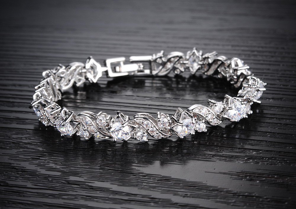 Kim Johanson Damen Schmuckset *Elegant Blue* in Silber I Halskette mit Anhänger & Ohrringen Edelstahl I Armband rhodiniert I Mit Kristallen besetzt inkl. Schmuckbeutel