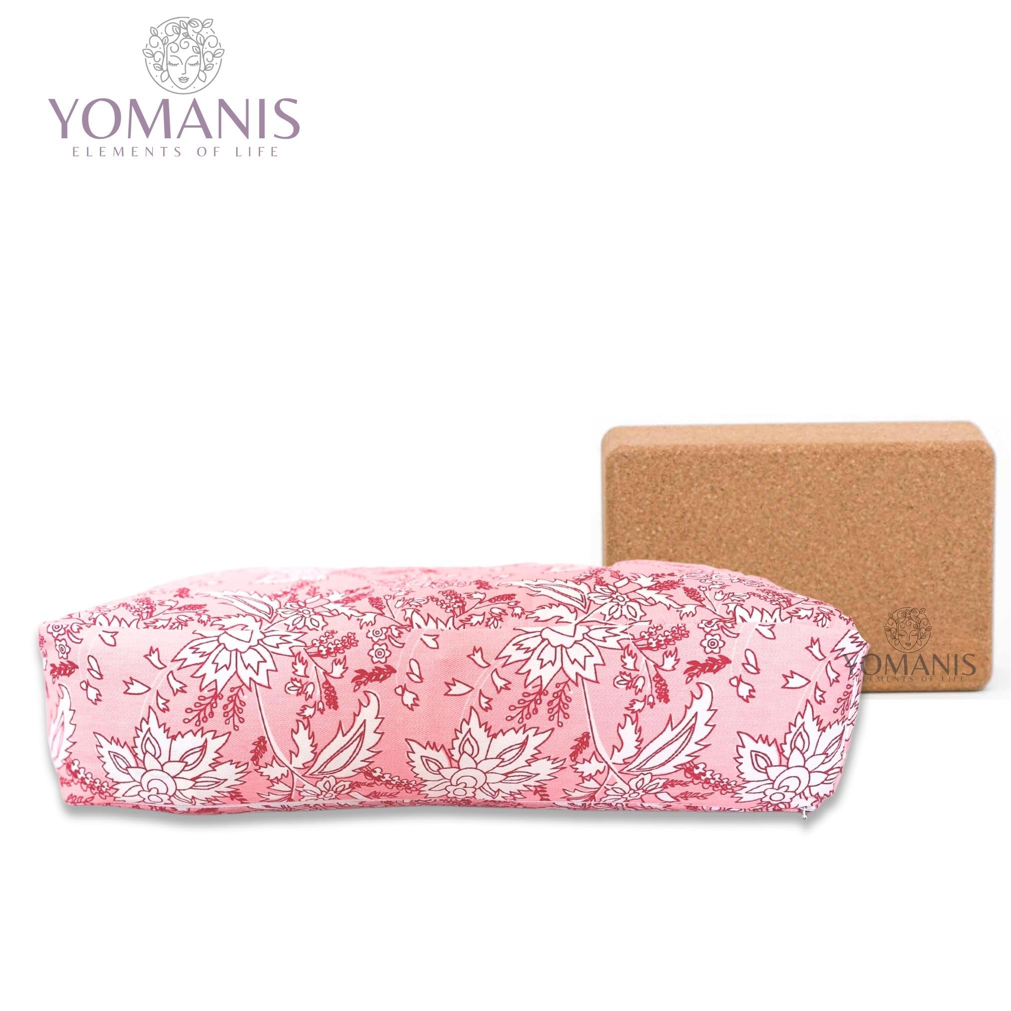 Balisa Reise Bolster Kissen 40x18x10cm für Yoga und Meditation, Baumwolle gefüllt, fest und stabil, Sozial&fair natürlich&Bio Cotton Öko Tex Zertifiziert. Ideal für Yoga unterwegs