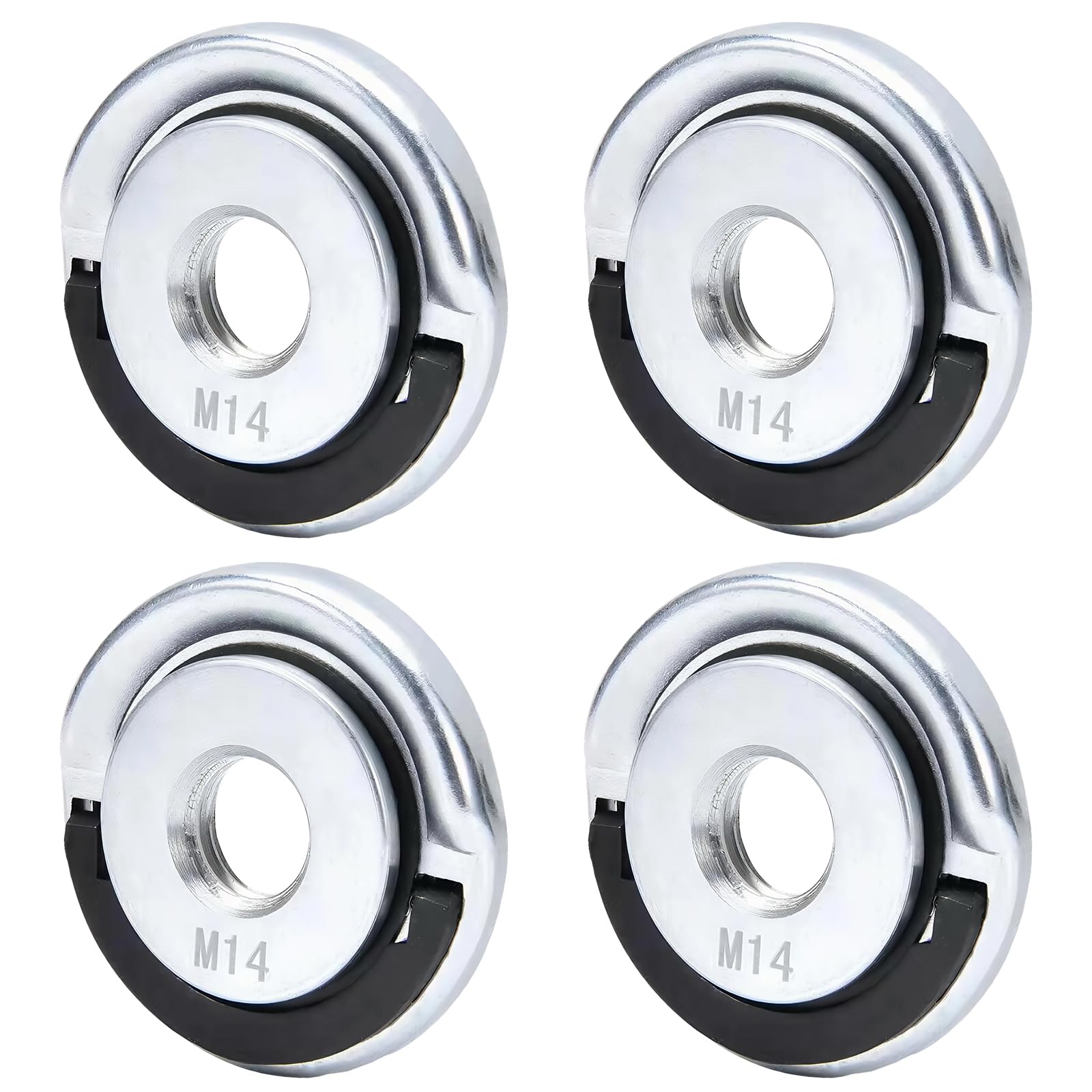 HEUIOP 4 Pcs M14 Nut Quick Release, 50mm Quick Clamping Angle Grinder Attachments, Heavy Duty Locking Retaining Flange Nut with Pull Rin for Angle Grinder Fitting Part