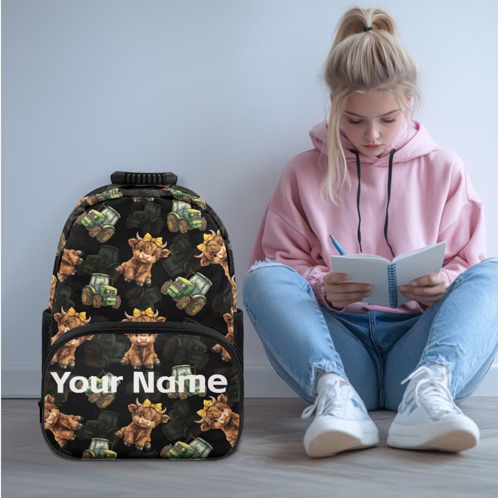 Mochila con nombre personalizado para niños con bolsa para lápices, lonchera de picnic, mochila para niños y niñas, para viajes al aire libre (3 en 1)