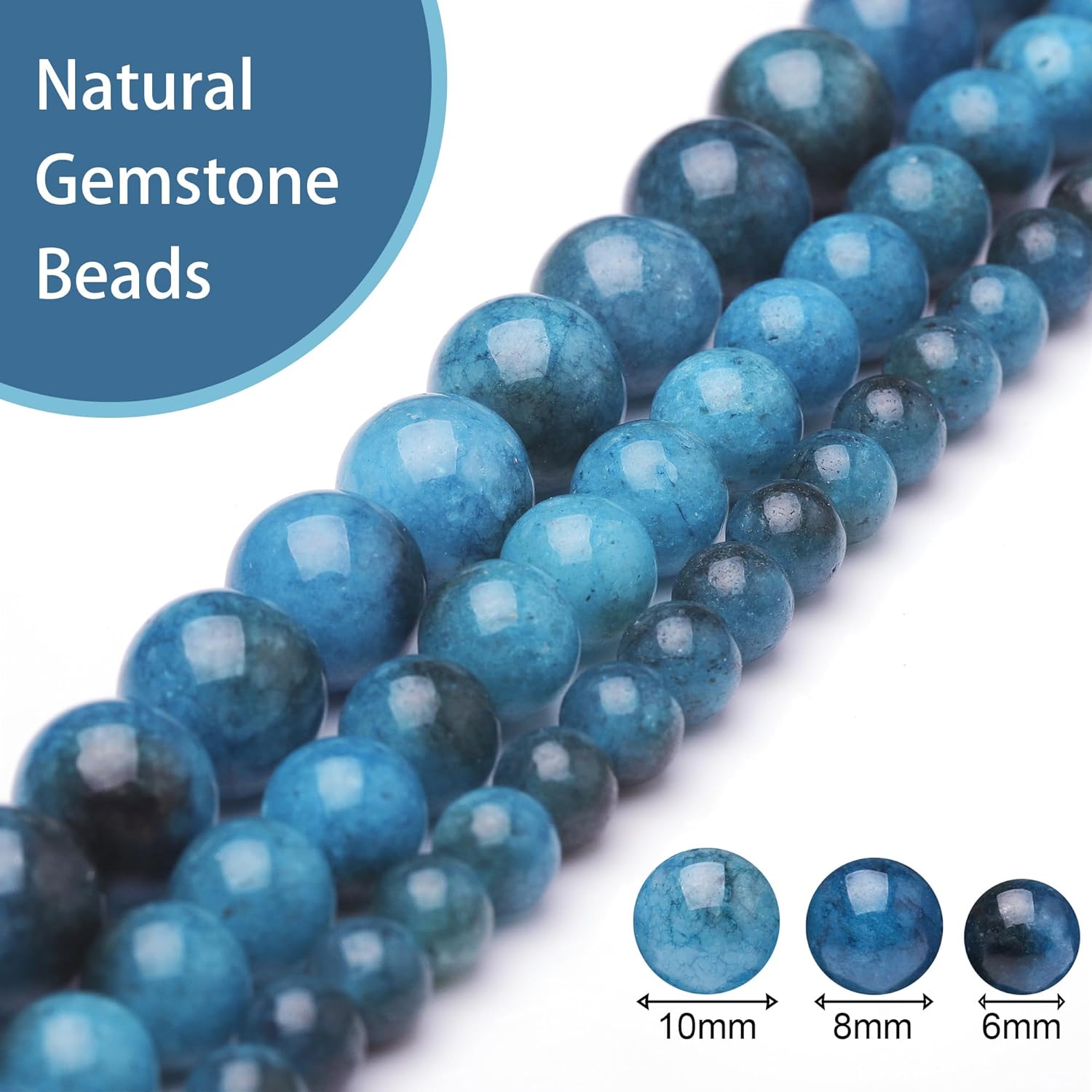 8mm Natural Stone Beads for Jewelry Making,Apatite Polished Smooth Round Gemstone Beads for Bracelet Necklace 15 Inch - Image 2