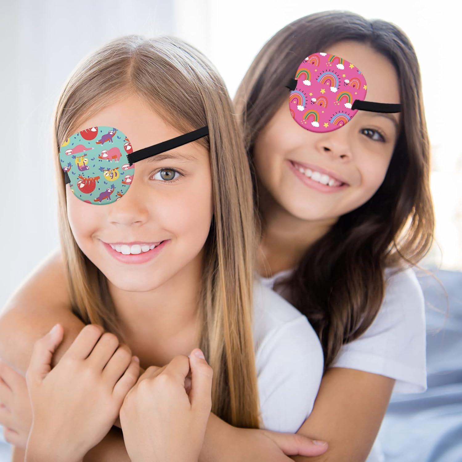 12 Pcs Eye Patches for Kids Adjustable Single Eyepatch Reusable Cute Soft Girl Boy Eye Patch with Elastic Strap Cotton Colorful and Fun Designs for Left or Right Eyepatch, Various Patterns