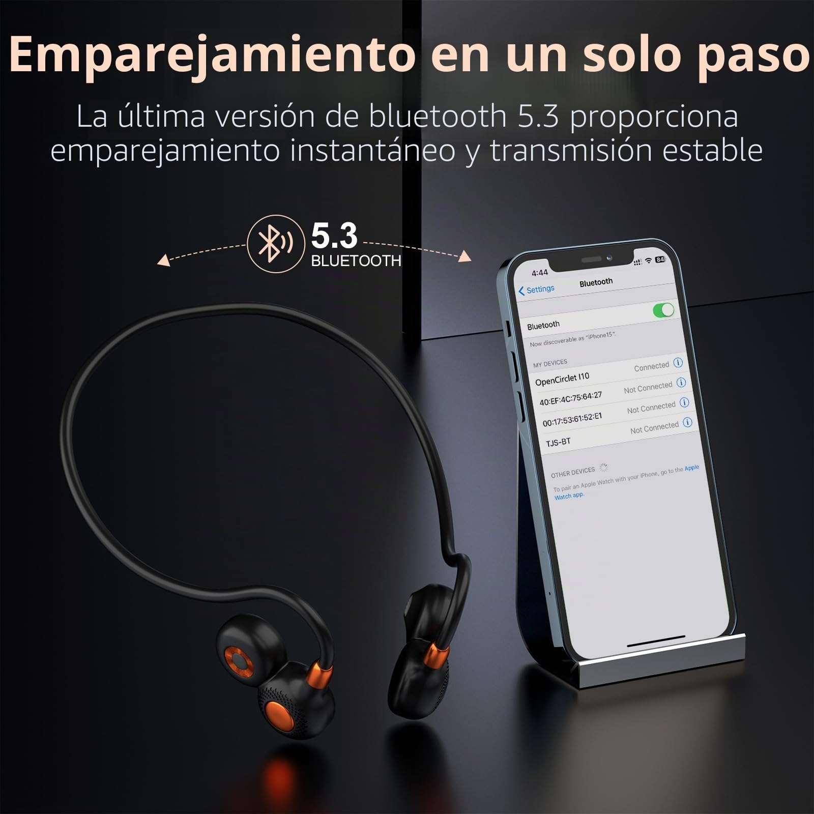 Ortizan Auriculares Open Ear, Auriculares inalámbricos Bluetooth 5.3, IPX6 Impermeables, Llamadas claras, Auriculares Ligeros de 19 g, 15 Horas de reproducción y Carga rápida magnética para