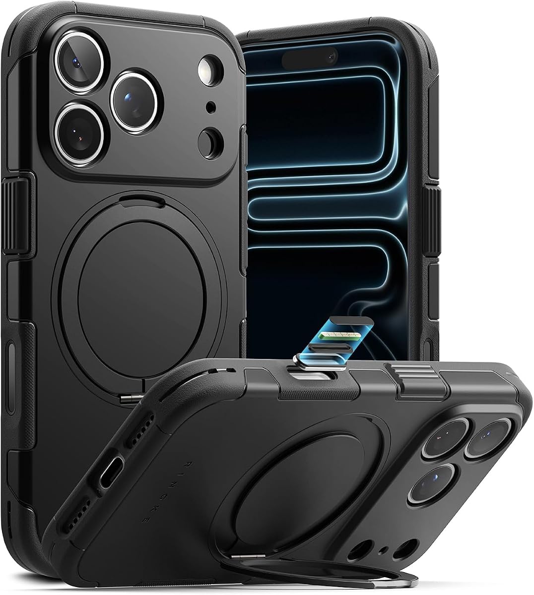 Ringke for iPhone 17 Pro Case [Alles Pro Black] | Compatible with MagSafe, 360° Rotating Kickstand, Camera Control Capture Button Protection, Powerful Magnet