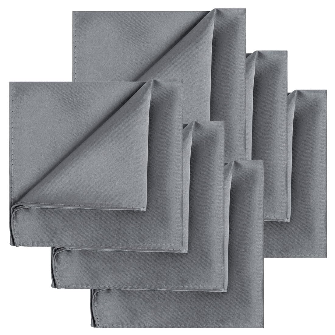 KissTies 6PCS Satin Pocket Square Plain Color Handkerchief Gift Set
