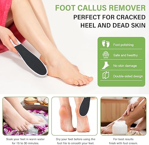 Miniatura 2 de Paquete de 10 limas de pies, removedor de callos de pies, herramientas profesionales de pedicura de papel de lija, limpiador de pies de doble cara,