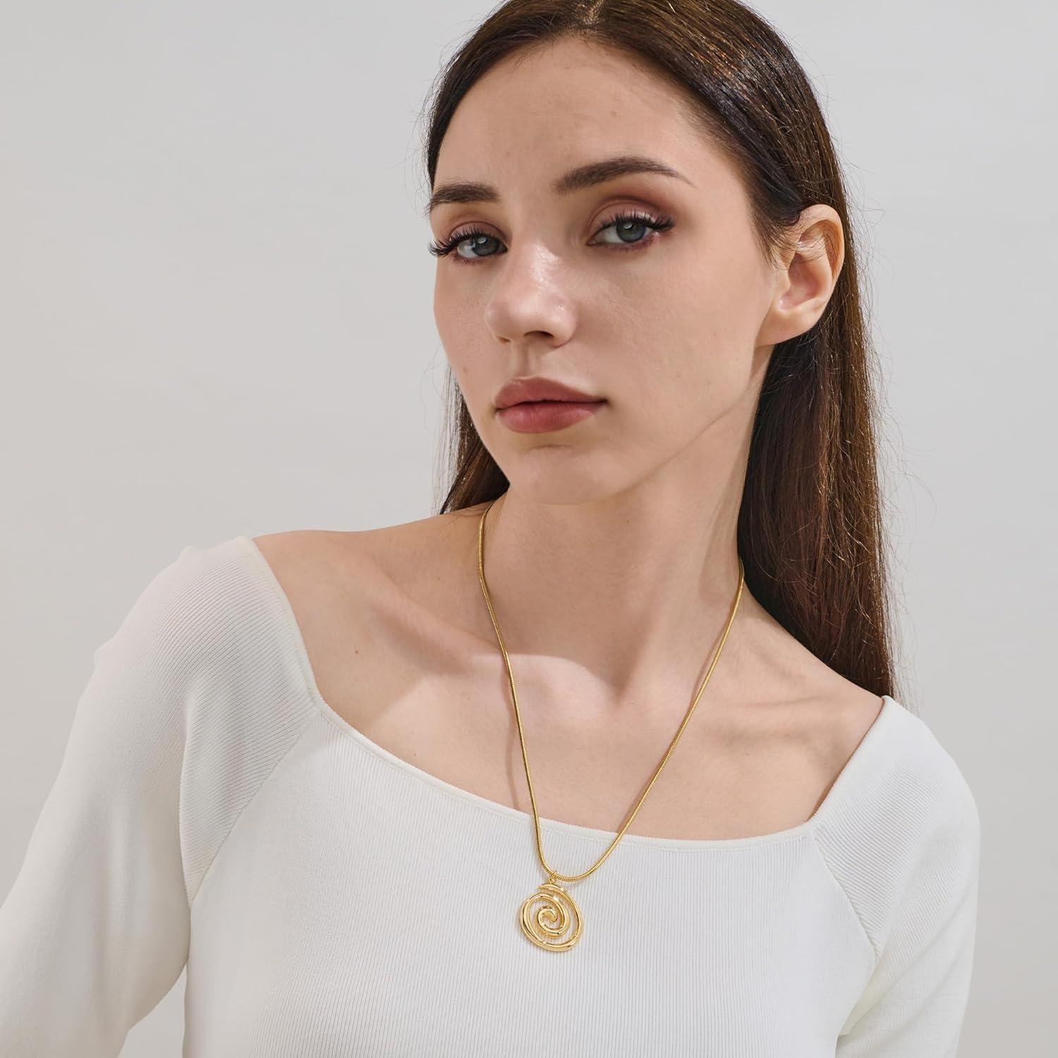 Gold Statement Necklaces for Women - Boho Beach Spiral Swirl Conch Pendants Necklaces, Trendy Statement Jewelry | Summer Beach Jewelry Gifts - Image 2