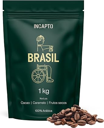 Incapto Café en Grano de Especialidad 1kg, Origen Brasil, 100% Arábica