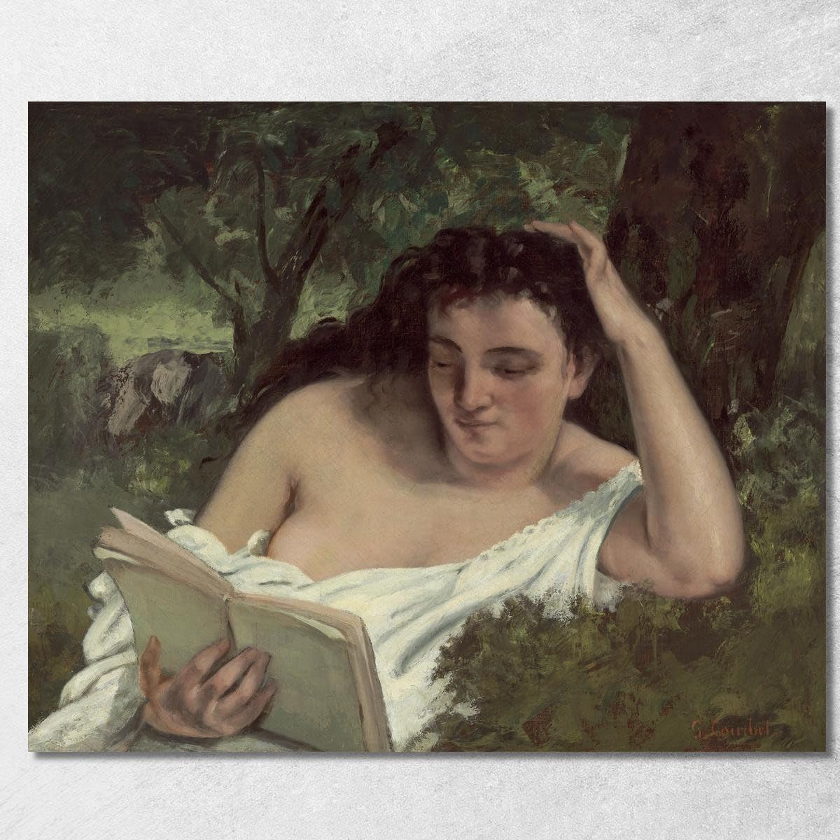 Tableau imprimé Gustave Courbet Une lecture de la jeune femme toile encadrée 125x100