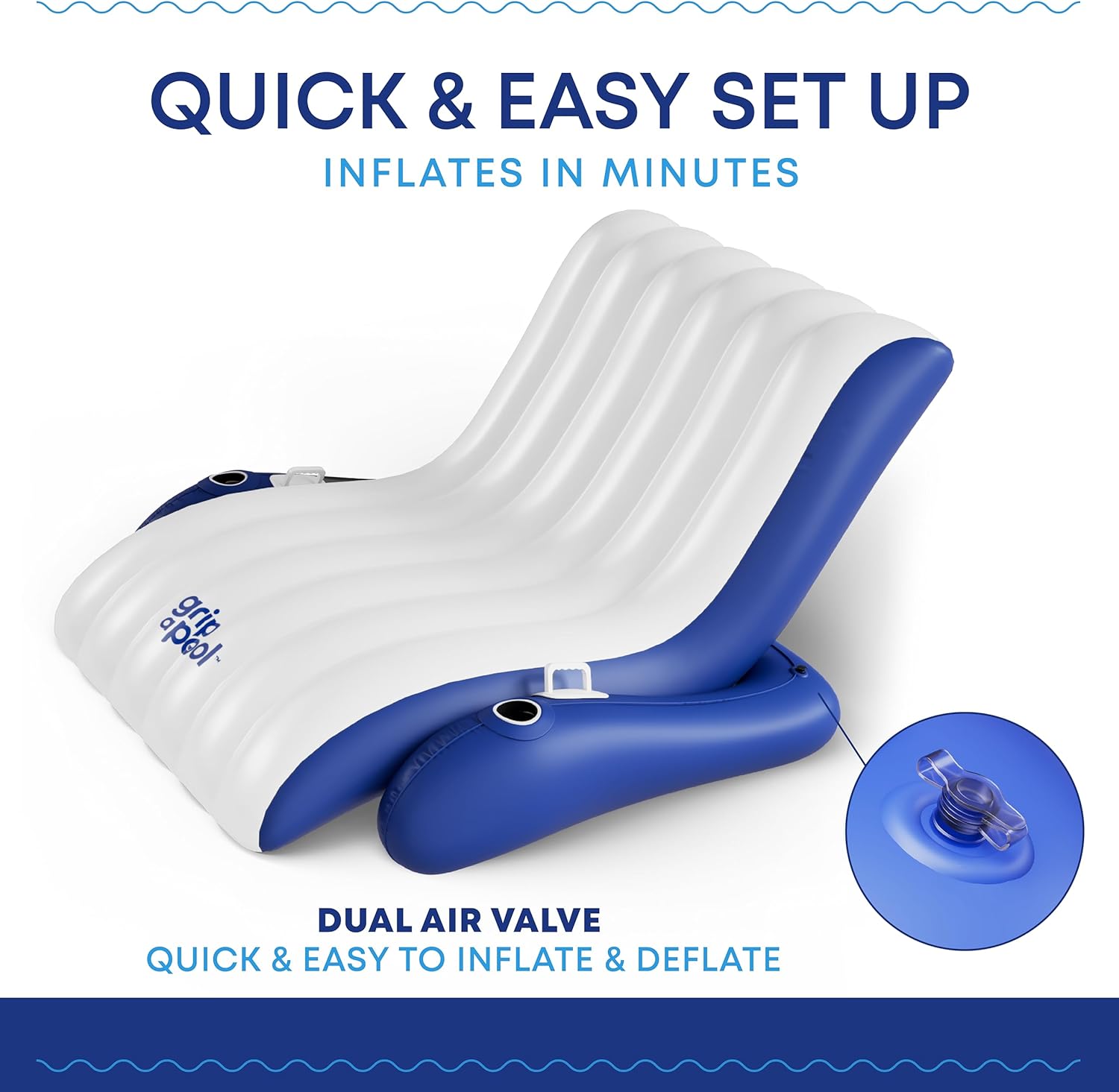 Giant Luxury Pool Float Recliner Chair for 1-2 Adults, Extra Large Heavy Duty Inflatable Pool Floats Adult, Lounger Raft for Pool Floating, Lake, River, Beach - Pool Accessory Lake House Gift