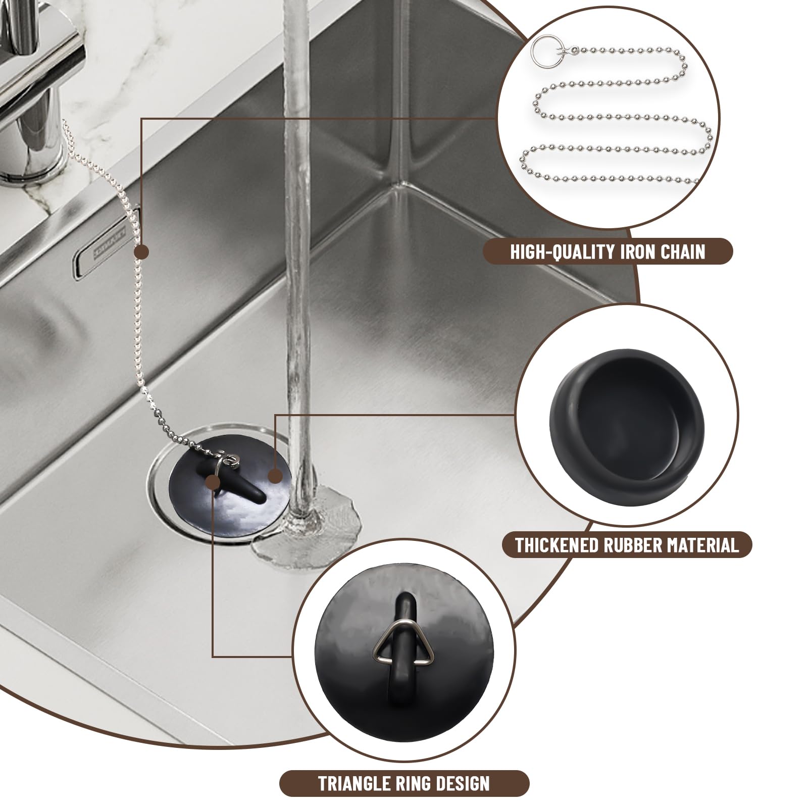 Lot De 2 Bouchons De Vidange Avec Poignée En Silicone – Compatibles 1 1/8 à 1 3/16 – Pour Lavabo, évier Ou Linge
