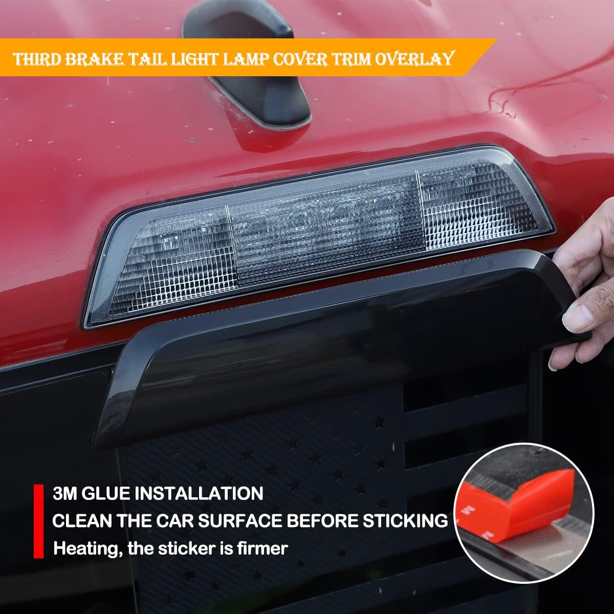 Third Brake Light Cover Trim,3rd Third Brake Tail Light Lamp Cover Trim Overlay Compatible with 2016-2020 Toyota Tacoma,High Mount Stop Light Rear Tail Light Cover Trim ABS,Smoked Lens (Smoky black)