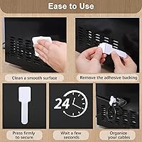 Vista 4 de 100 correas de cable de para debajo del escritorio, gestión de cables autoadhesivos, organizador de cables ajustable para escritorio, hogar, Blanco