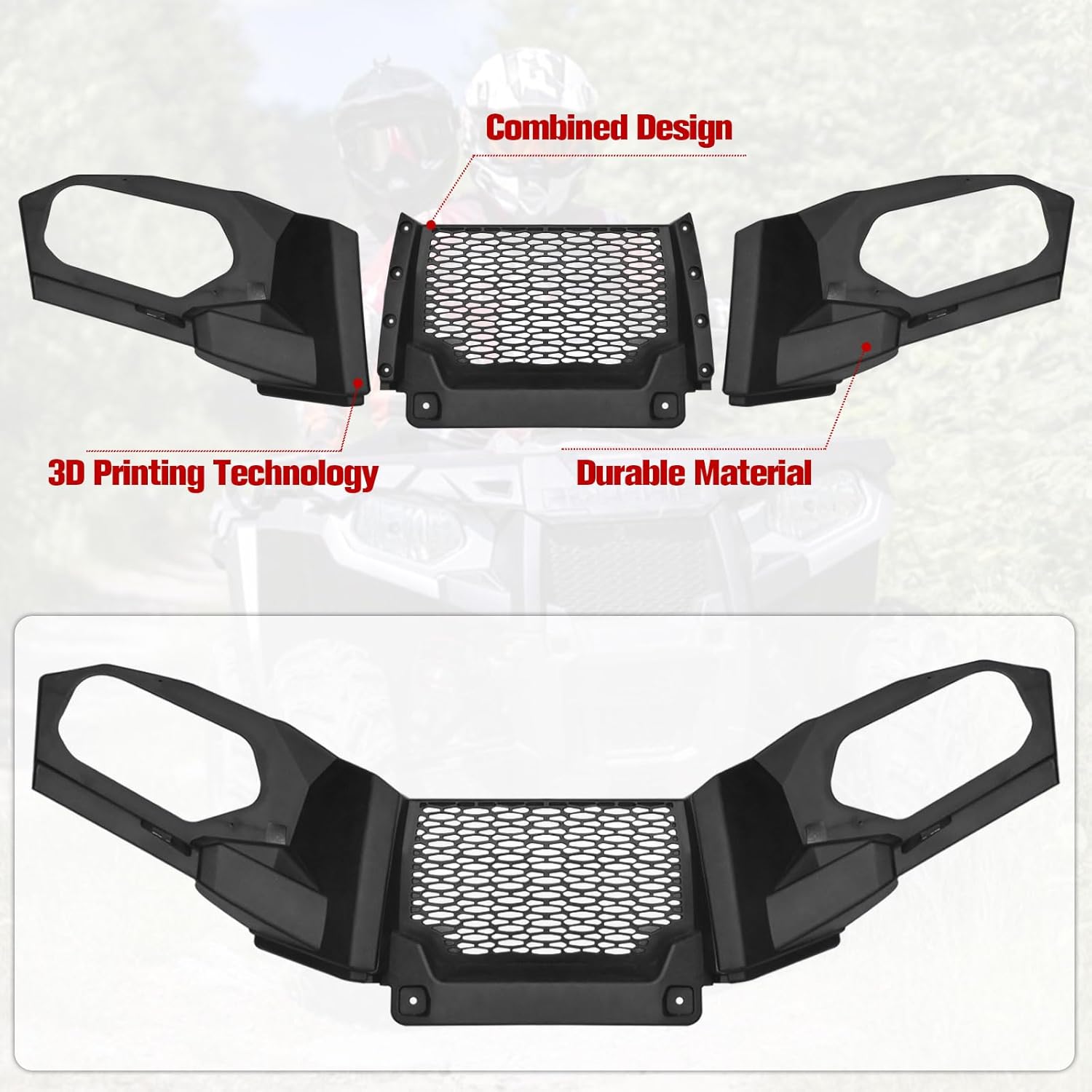 Front Fascia for Sportsman 570 2011-2024, Durability Plastic Panel Combined Front Guard Bumper for Polaris Sportsman 400 500 450 570 800 2011-2024 Accessories, Replacement OEM #5438559-070