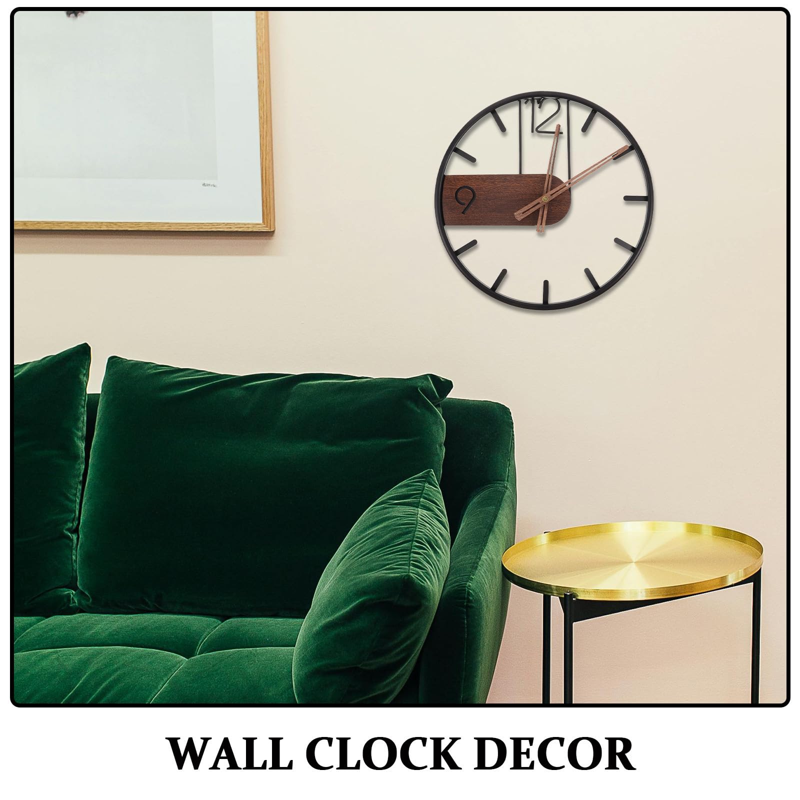 SHINEOFI Orologio da Parete Silenzioso Nero 40cm in Ferro e Legno | Design Minimal Creativo, per Soggiorno e Arredo Casa, Meccanismo Preciso ad Alta Accuratezza