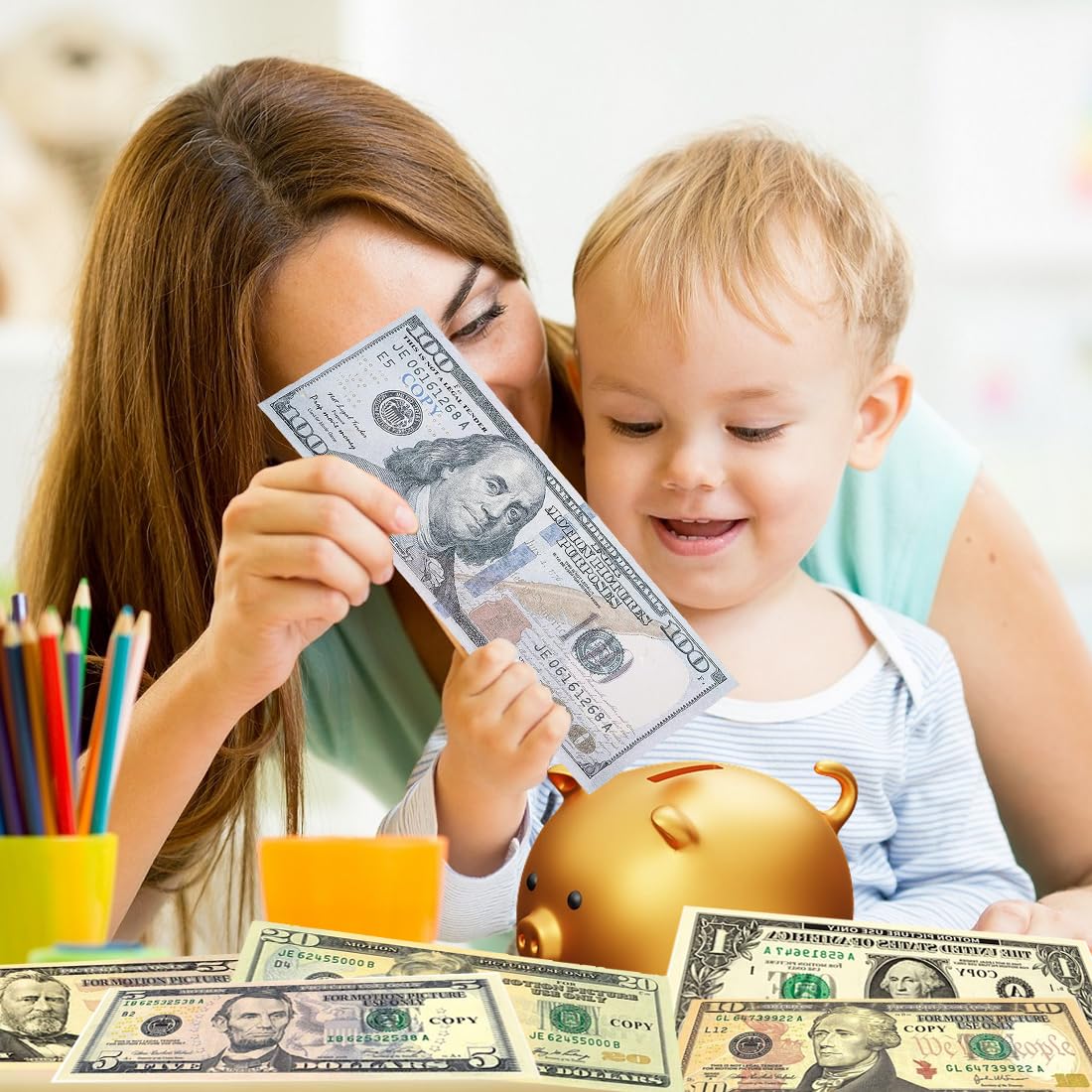 120 Stück Spielgeld-Dollarnoten – Super Realistisch Für Kinder & Rollenspiele | Lernspielzeug & Party-Deko