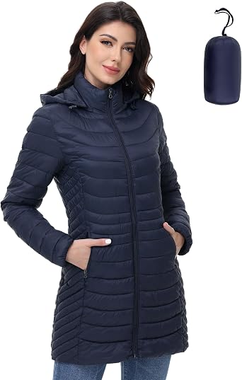 MIDNIGHTSUN Womens Packable Lightweight Warm Puffer Jacket