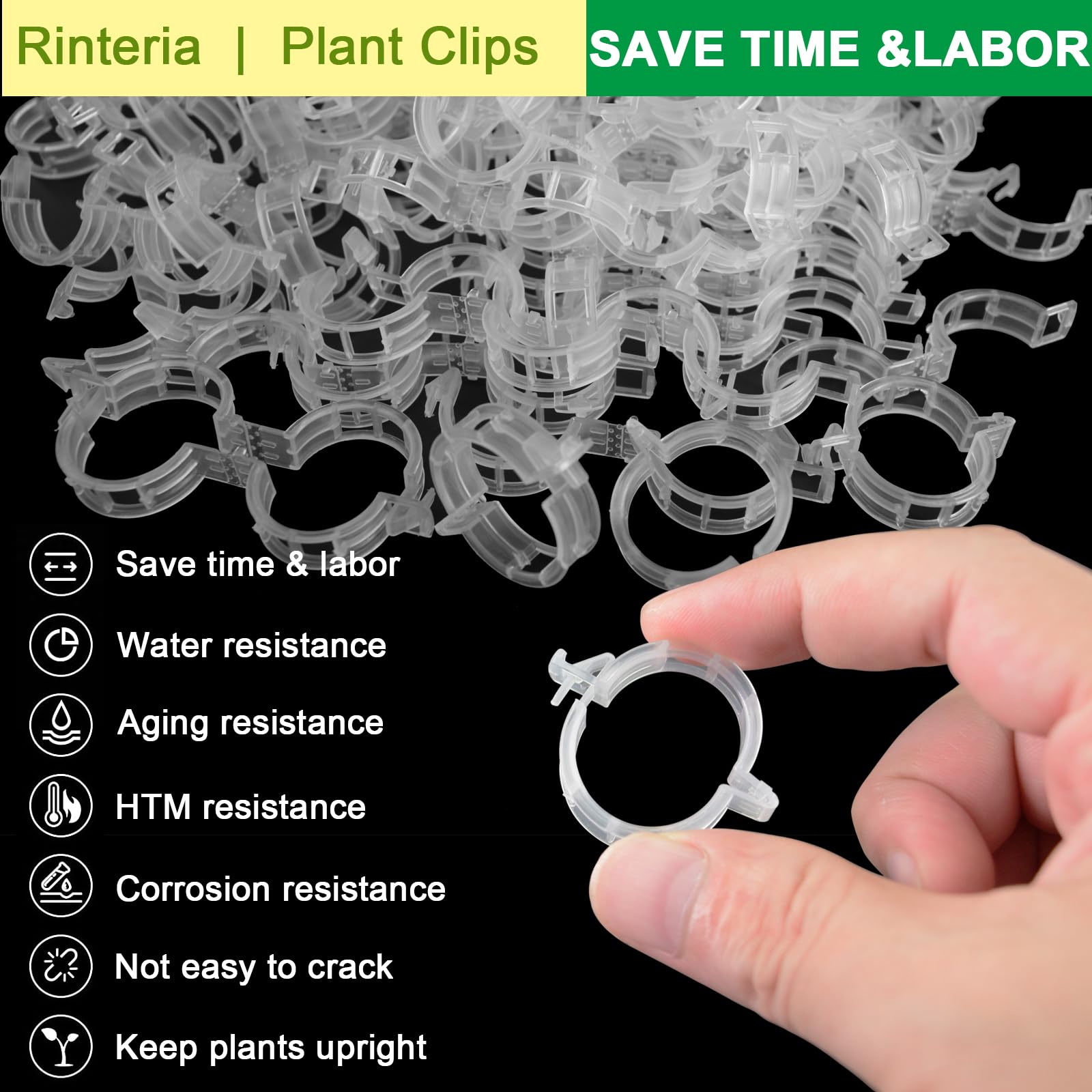 Tomatenklammern für Kletterpflanzen, 100 Stück, Pflanzenstützclips & Gartenclips für Gemüse, Rebe, transparent, wiederverwendbar, Kunststoff, Pflanzenclips für drinnen und draußen,