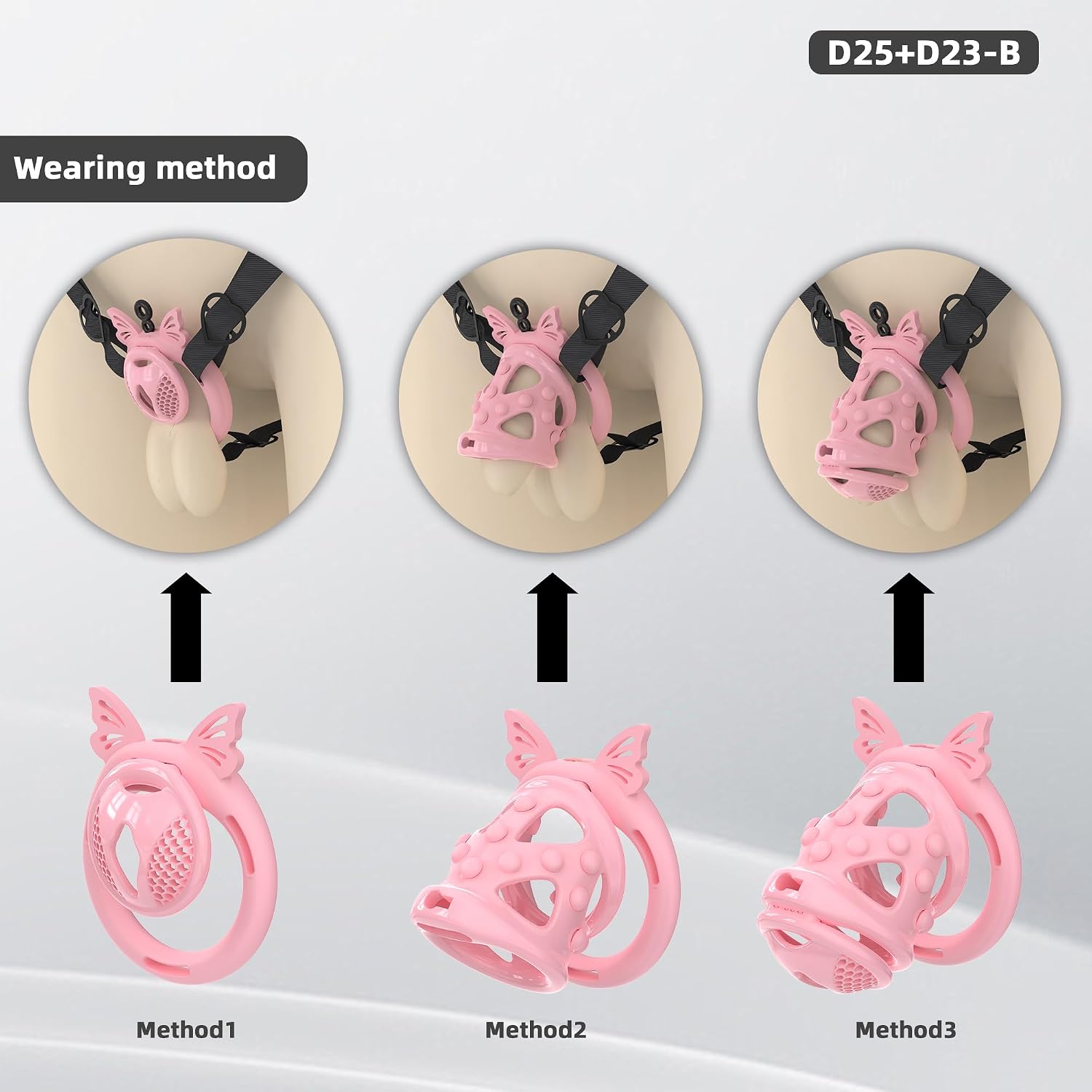 3IN1 Male Chastity Cage Large Cock Cage Kit Lightweight Double Lock Bondage Soft Nail Chastity Device Sex Toy with 4 Silicone Rings and Three-Way Auxiliary Belt for Man Penis Exercise