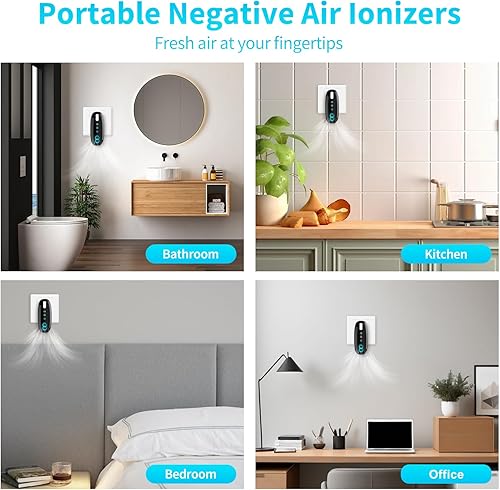 Miniatura 6 de Ionizadores de aire enchufables para el hogar, purificador de aire de iones negativos, limpiador de aire portátil para el hogar, dormitorio,
