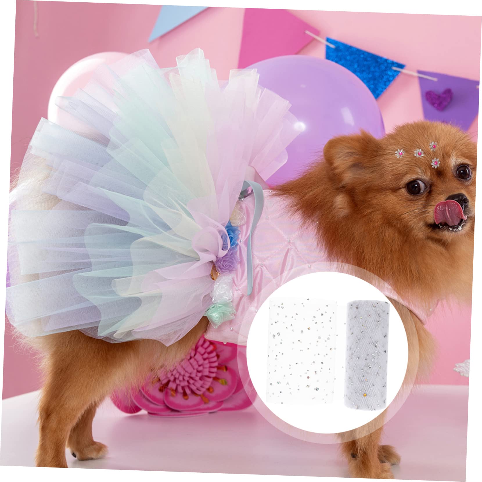 SHINEOFI 5 Rouleaux rouleau de treillis ribbon vsp noel jupe fiesta ruban tissu de tulle exquis mise en page de fête tulle Décoration de fête de mariage Engrener blanche