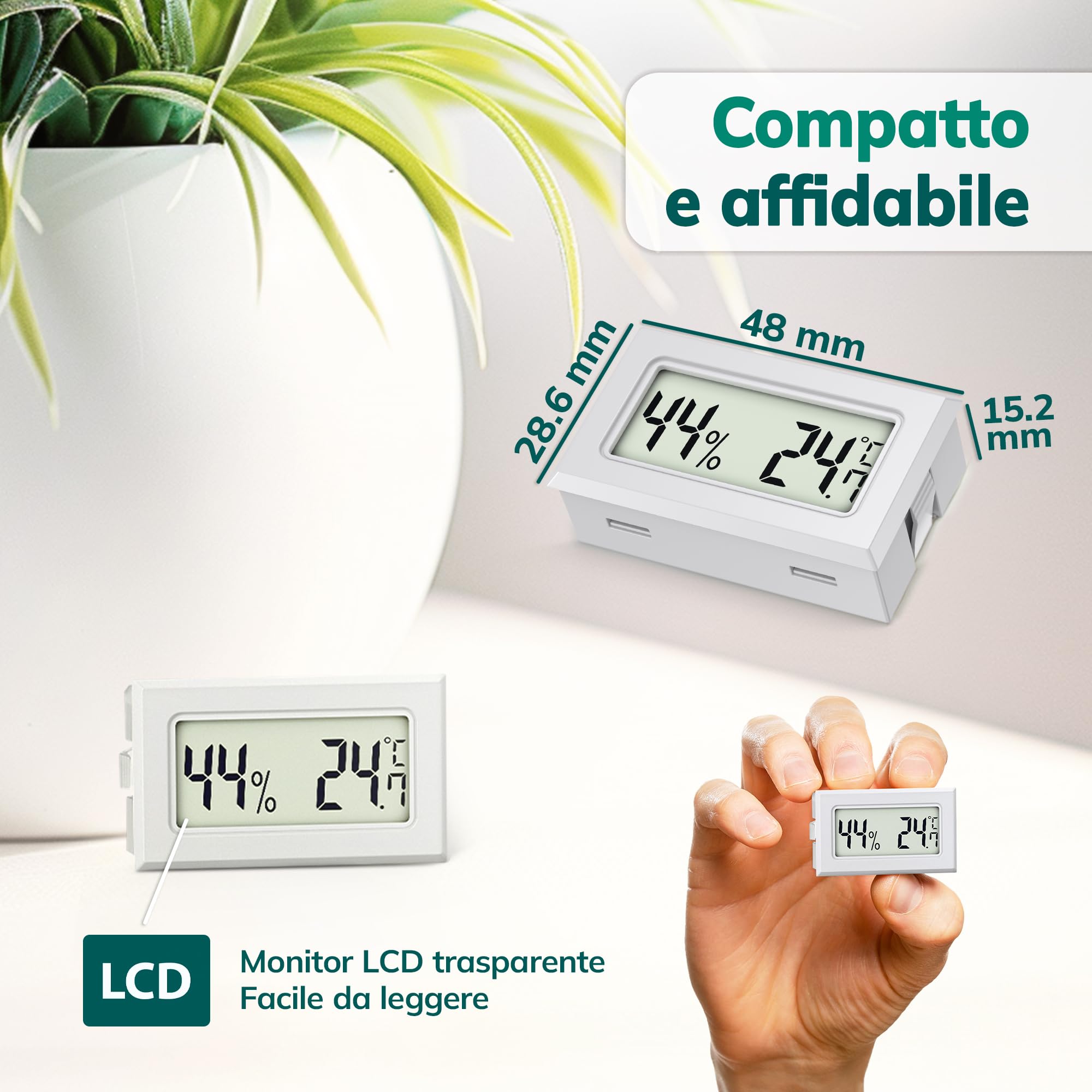 Mini Termometro E Igrometro Digitale MAVORI 3 Pezzi - Misura Temperatura E Umidità - Foto 5